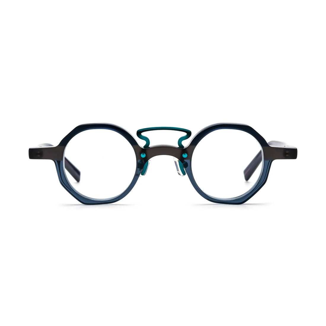 VoyueLens™ Forest Grey Mist Geometric Eyeglasses – Front View – SKU VL19244-C4