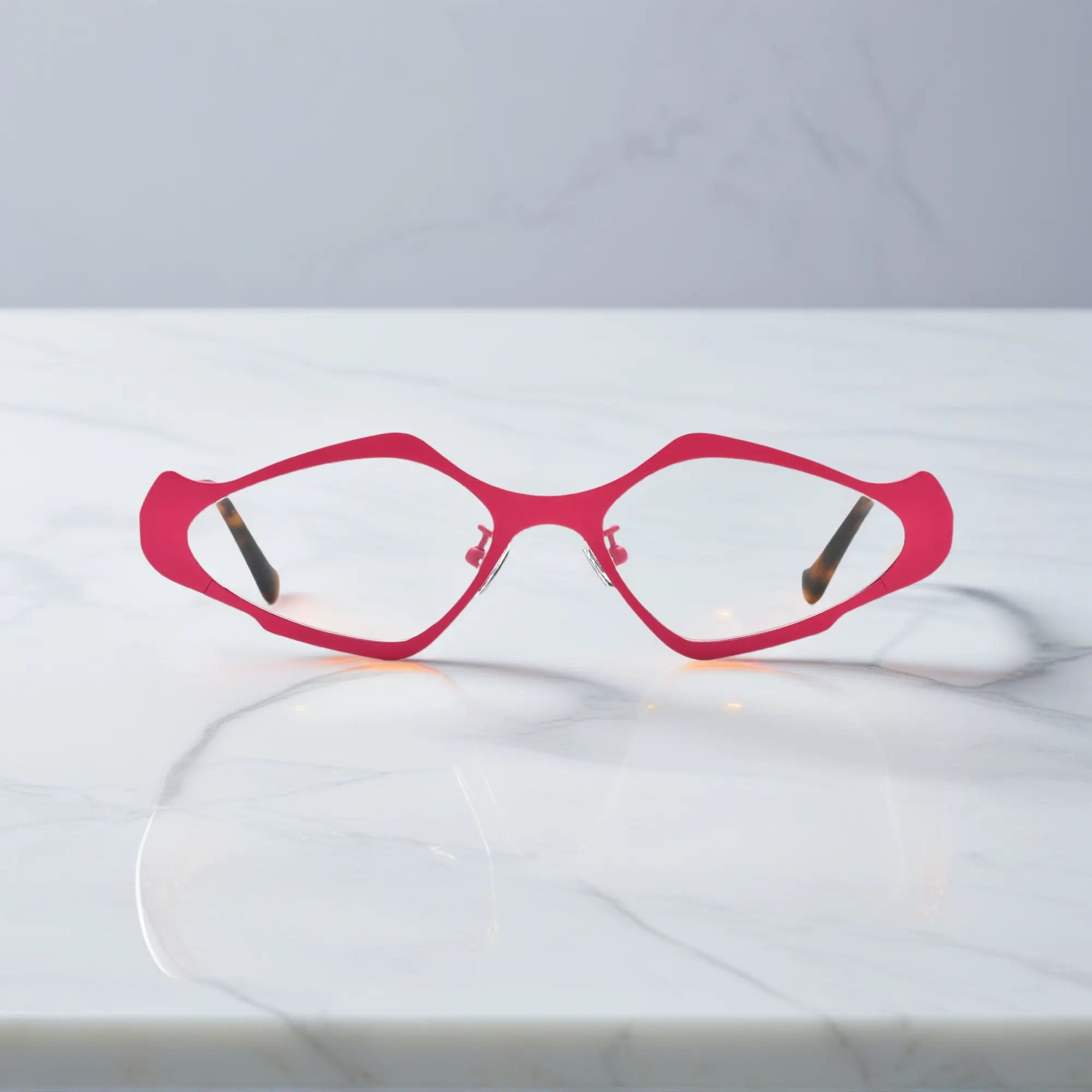 VoyueLens™ VL185811 eyeglasses in Fuchsia Indigo – front view of polygon titanium frame