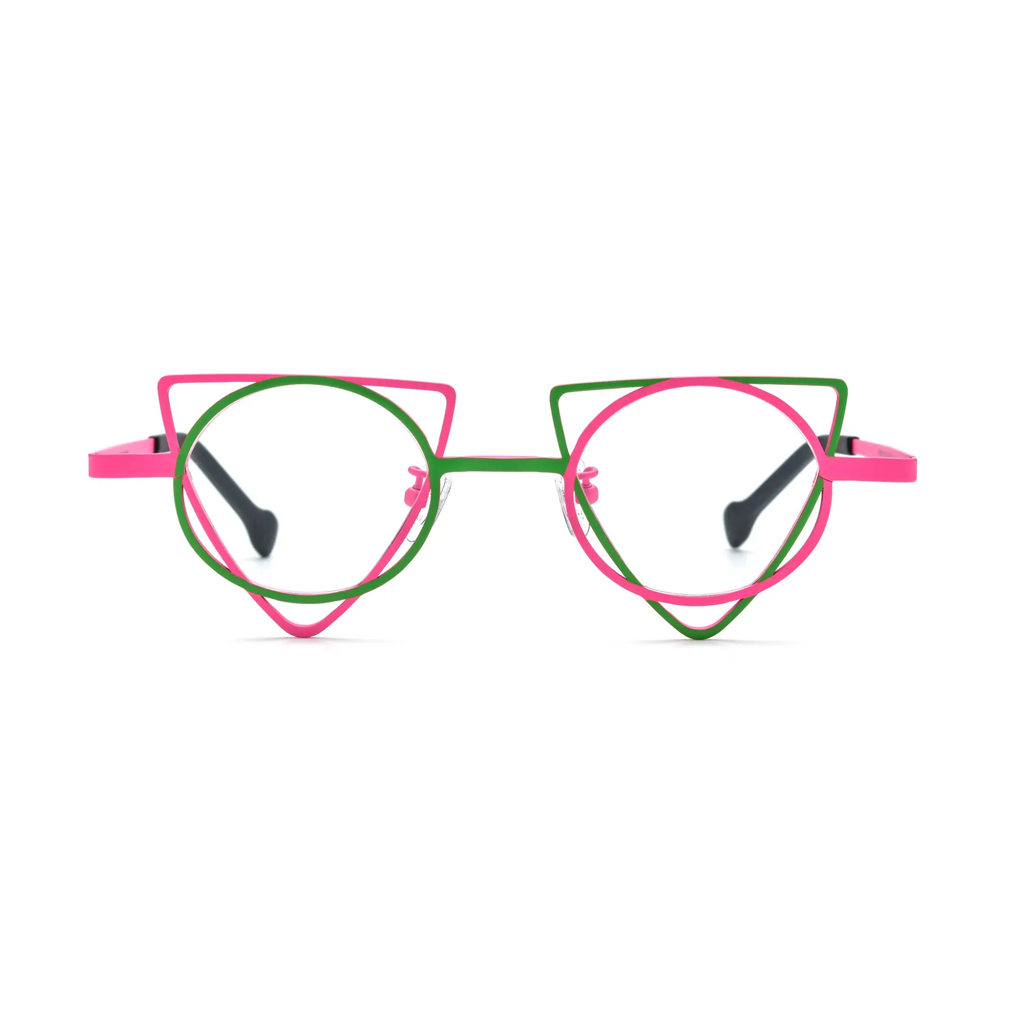 VoyueLens™ Fuchsia Lime Geometric Glasses – Front View – SKU VL185859-C4