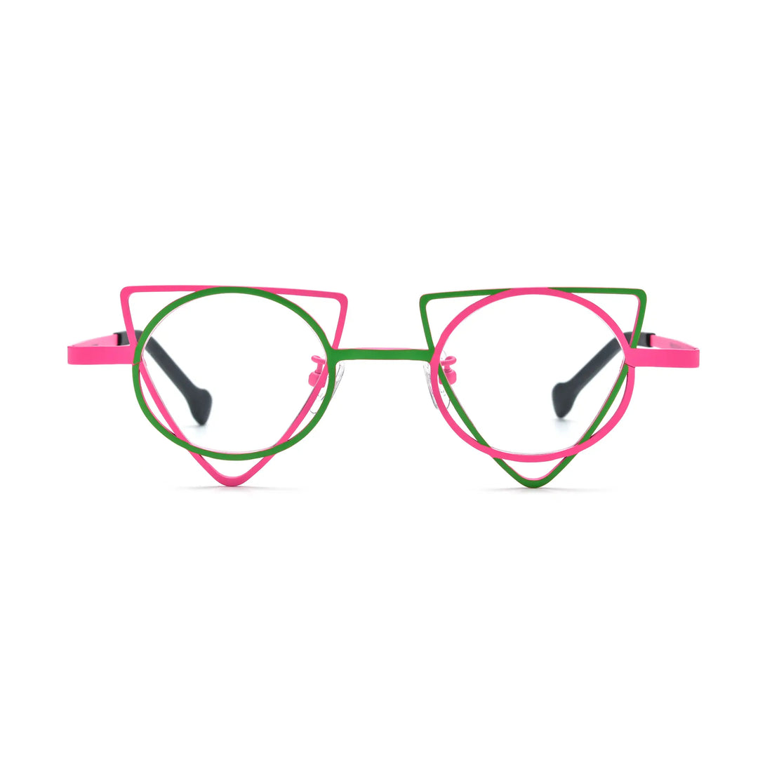 VoyueLens™ Fuchsia Lime Geometric Glasses – Front View – SKU VL185859-C4