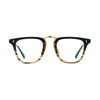 VoyueLens™ Gold Striped Artisan Acetate Square Eyewear – Front View – SKU VL19214-GS