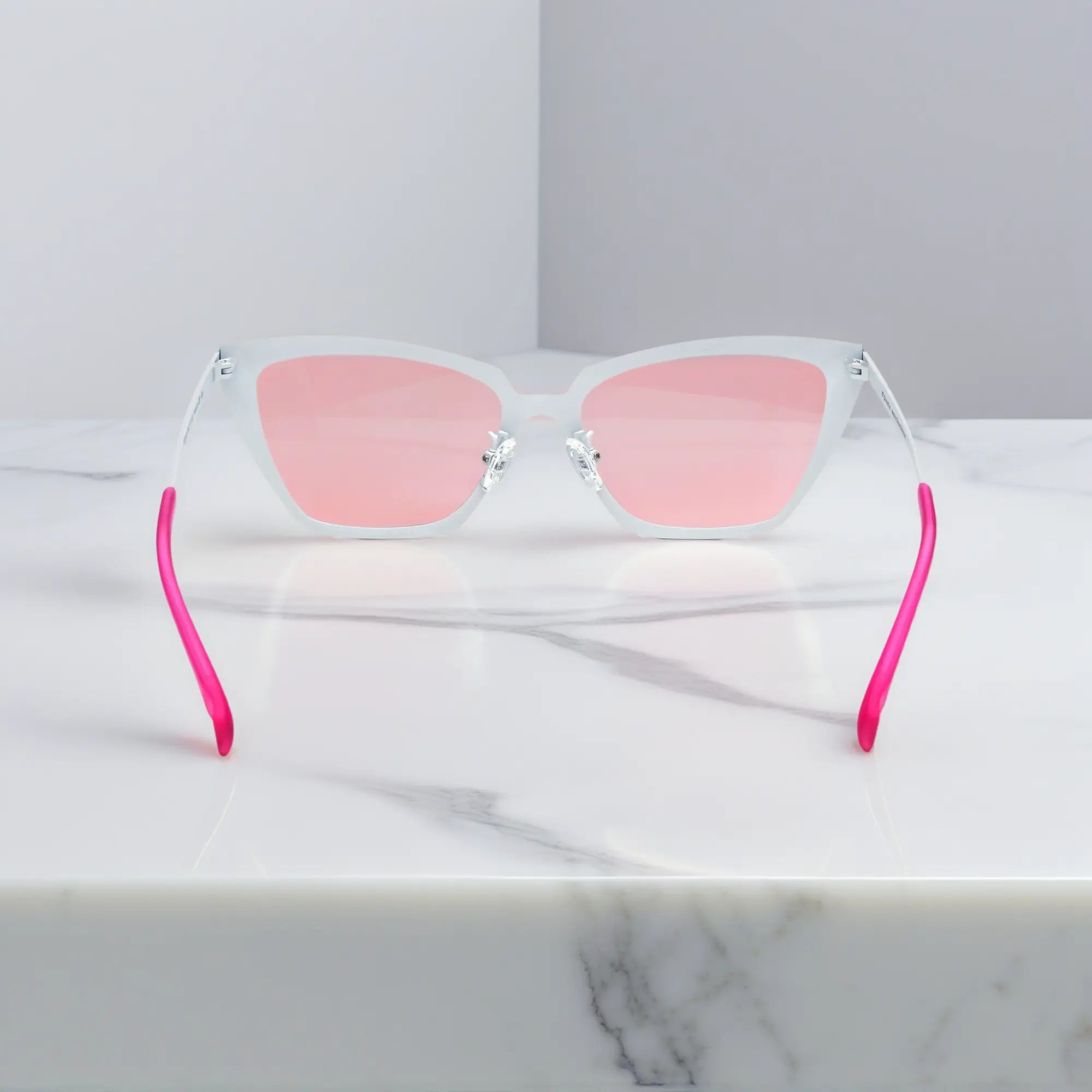 Back view of VoyueLens™ VL185809 Graphite Whisper cat-eye frame with titanium temples