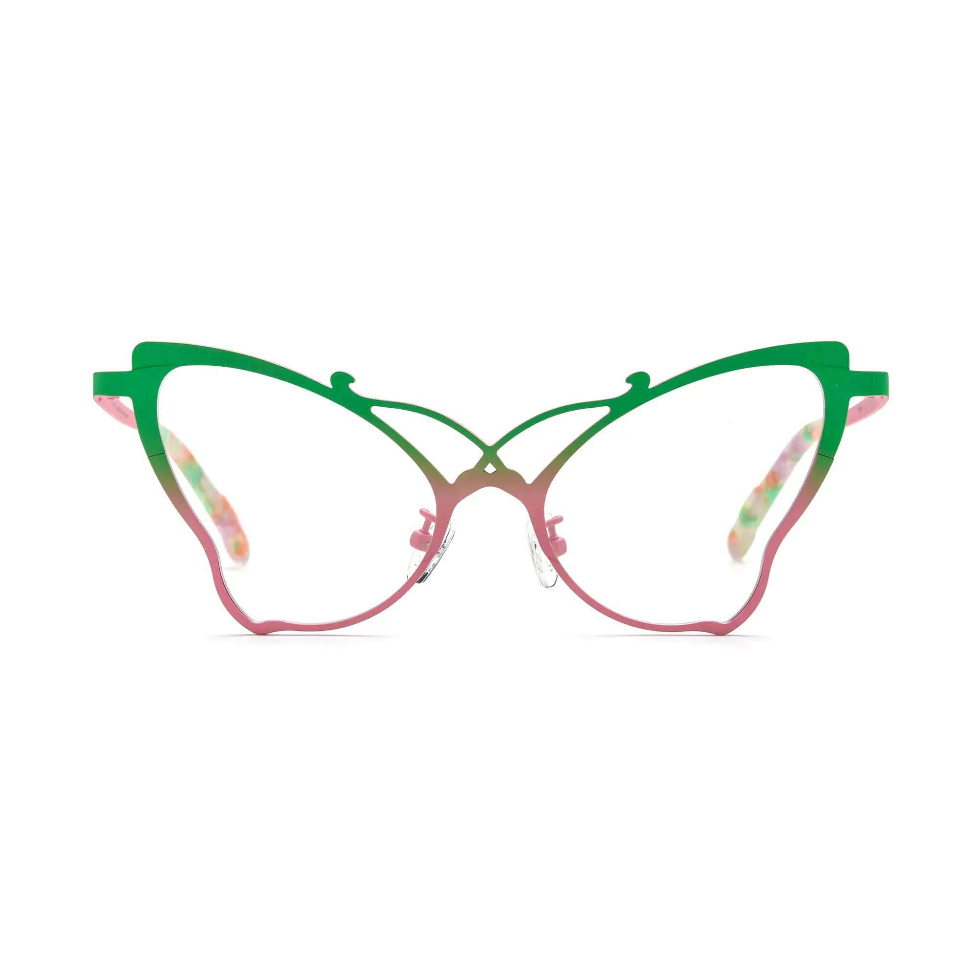 VoyueLens™ Green Blush Artistic Butterfly Titanium Eyeglasses – Front View – SKU VL185862‑C6