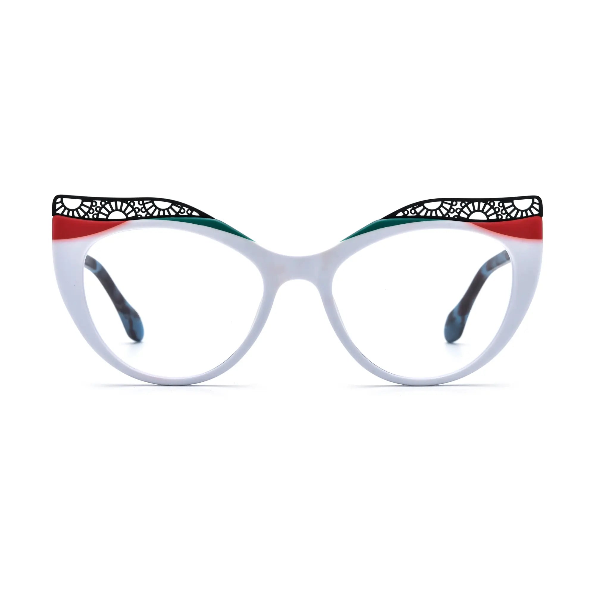 VoyueLens™ Ice Coral Cat-Eye Glasses – Front View – SKU VL19365-C3