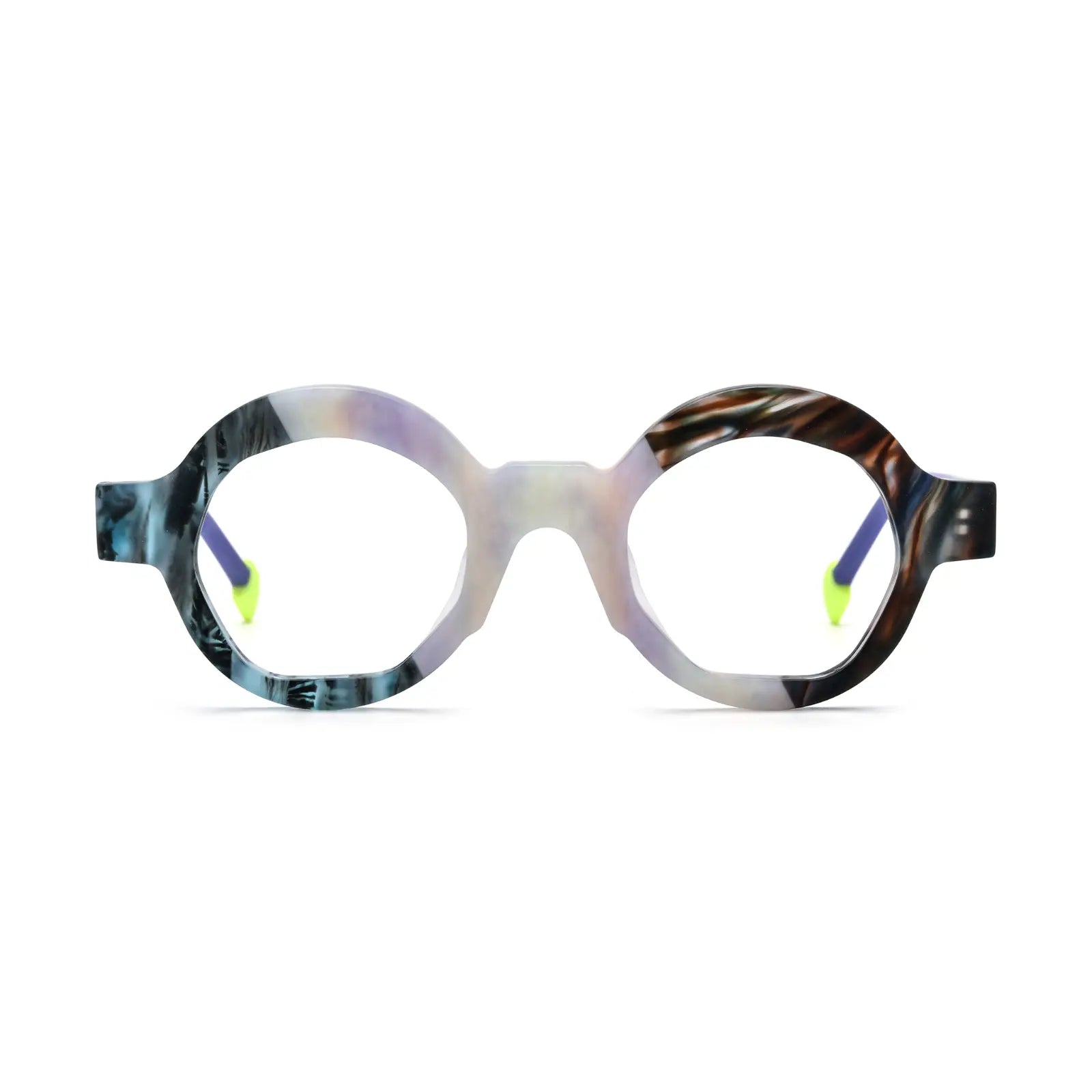 VoyueLens™ Ice Marble Polygon Eyeglasses – Front View – SKU VL19355-C3