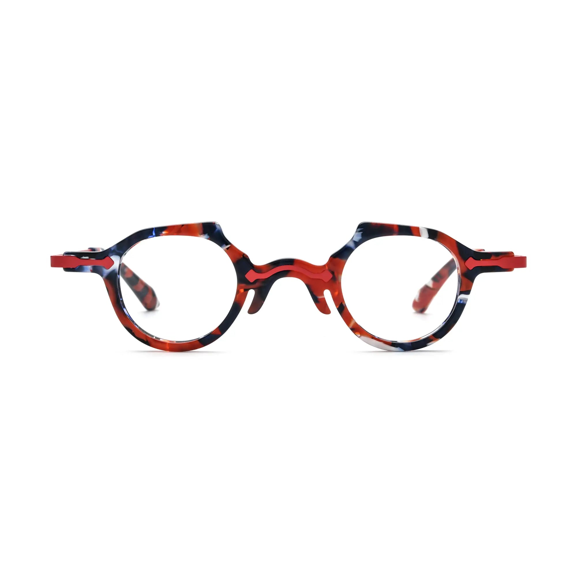 VoyueLens™ Ink Black Garnet Round Glasses – Front View – SKU VL19341-C6