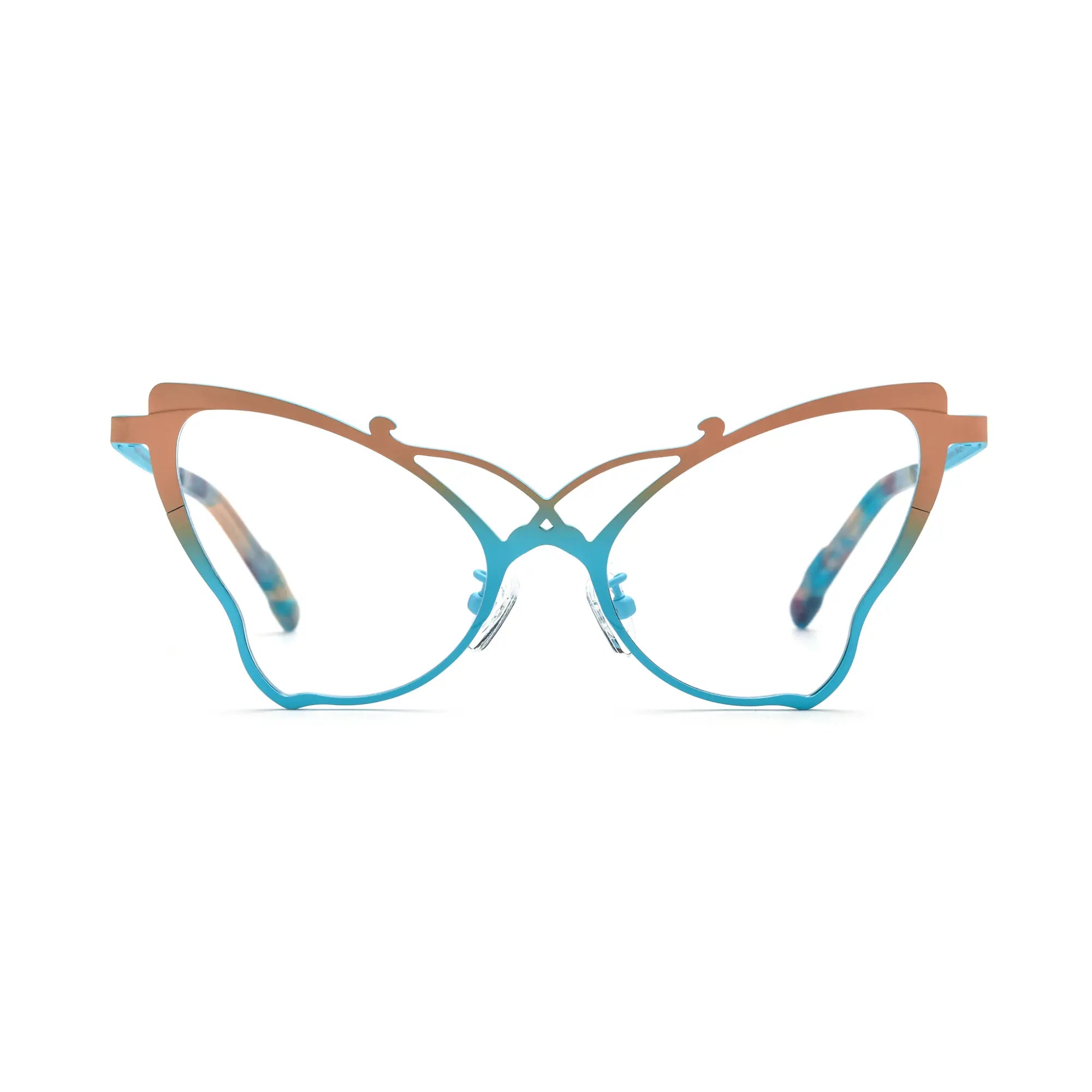 VoyueLens™ Jade Blue Artistic Butterfly Titanium Eyeglasses – Front View – SKU VL185862‑C1