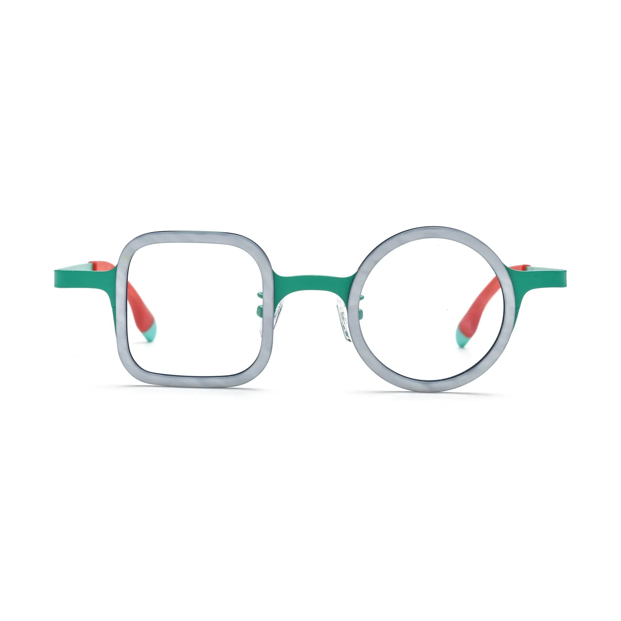 VoyueLens™ Jade Blue Dual-Shaped Eyeglasses – Front View – SKU VL185886-C6