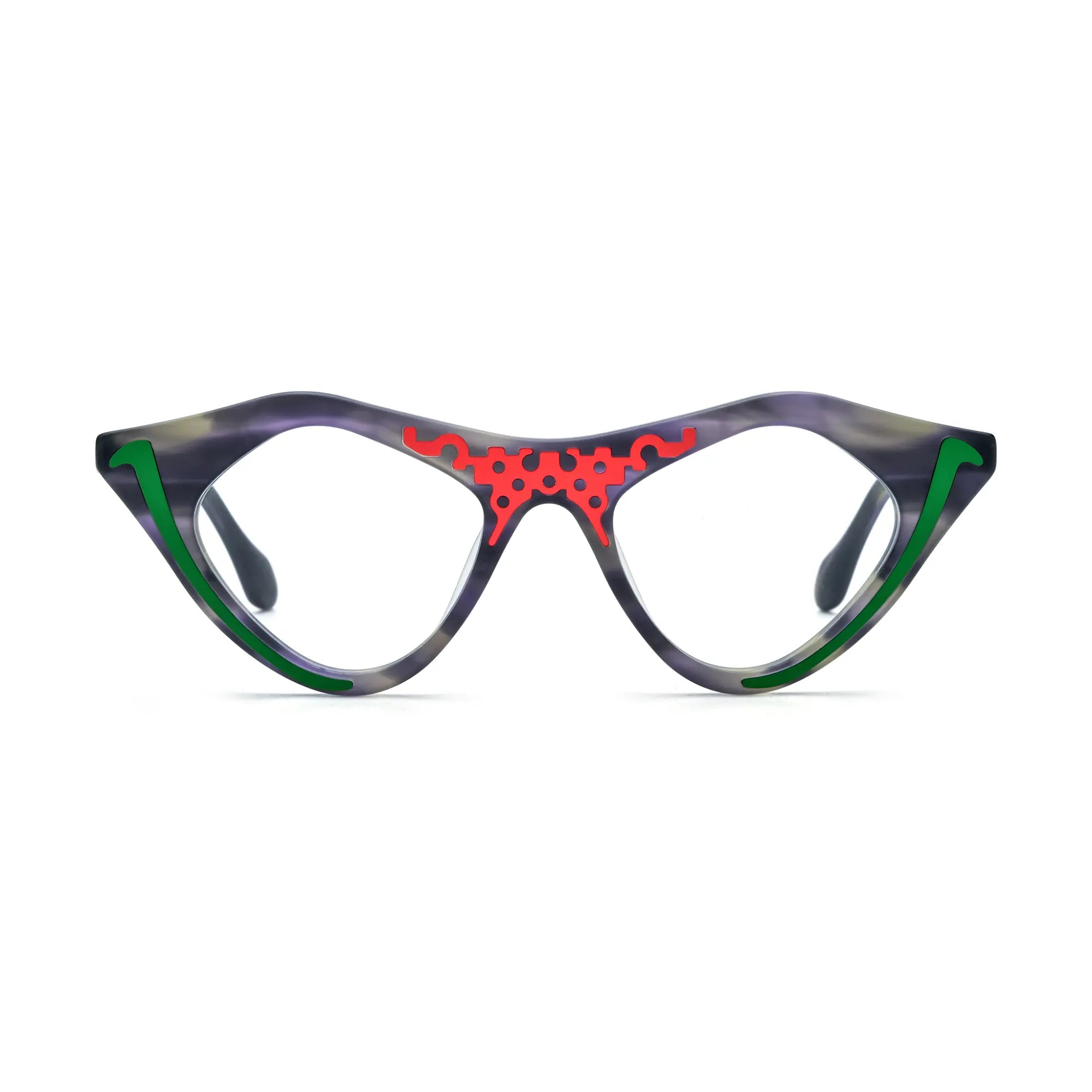 VoyueLens™ Jungle Moss Cat-Eye Glasses – Front View – SKU VL19372-C3