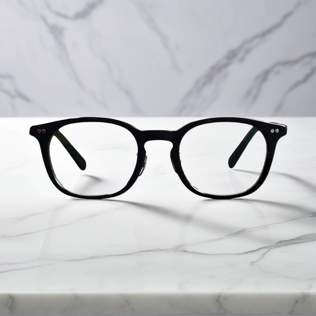 front view of VoyueLens™ KA62 black color round eyeglasses