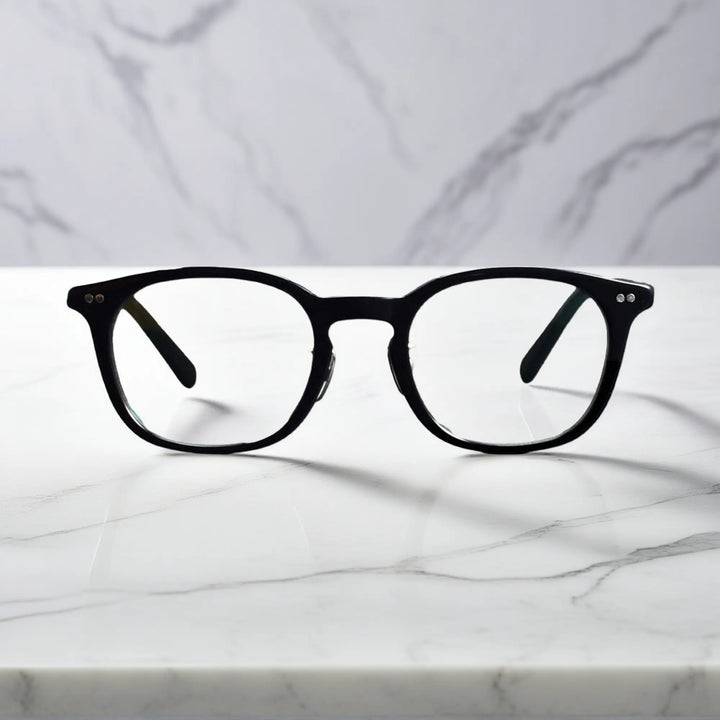 front view of VoyueLens™ KA62 black color round eyeglasses