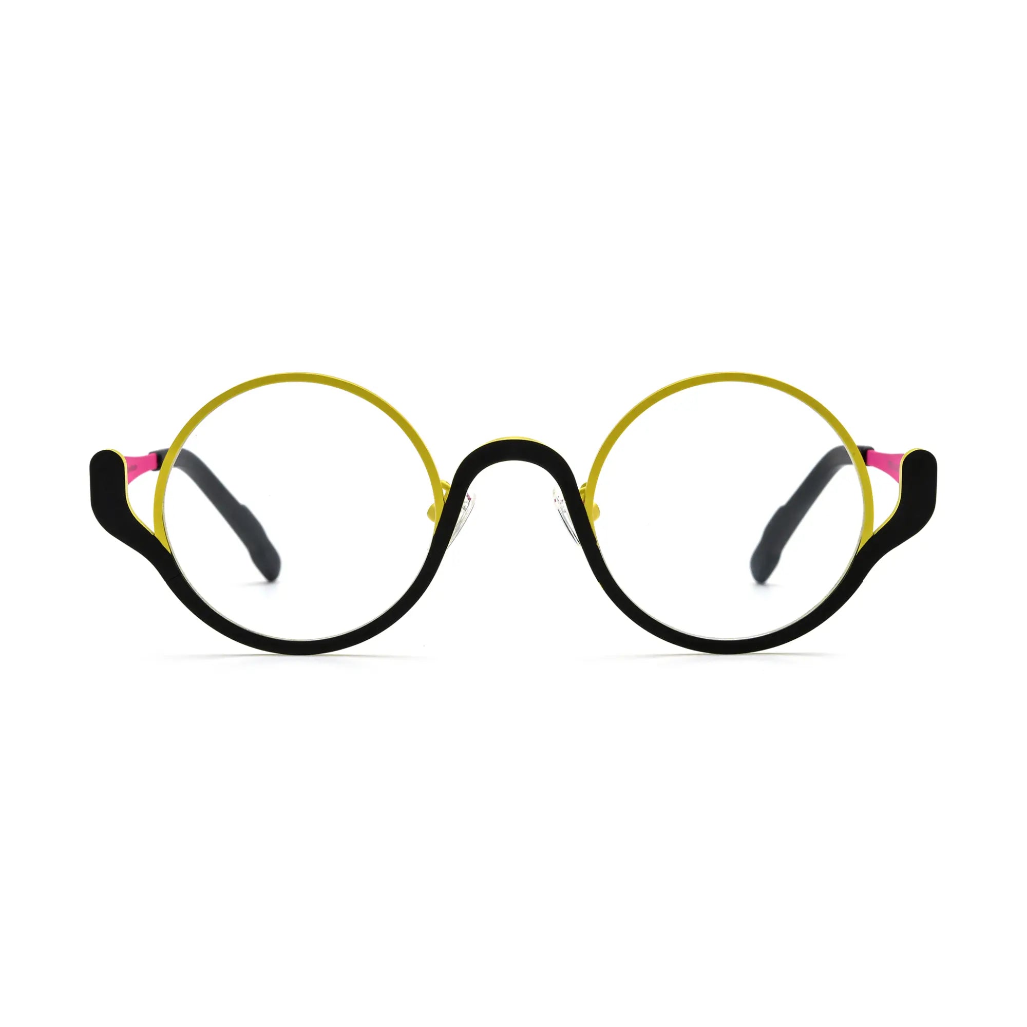 VoyueLens™ Lemon Graphite Round Eyeglasses – Front View – SKU VL185798-C5
