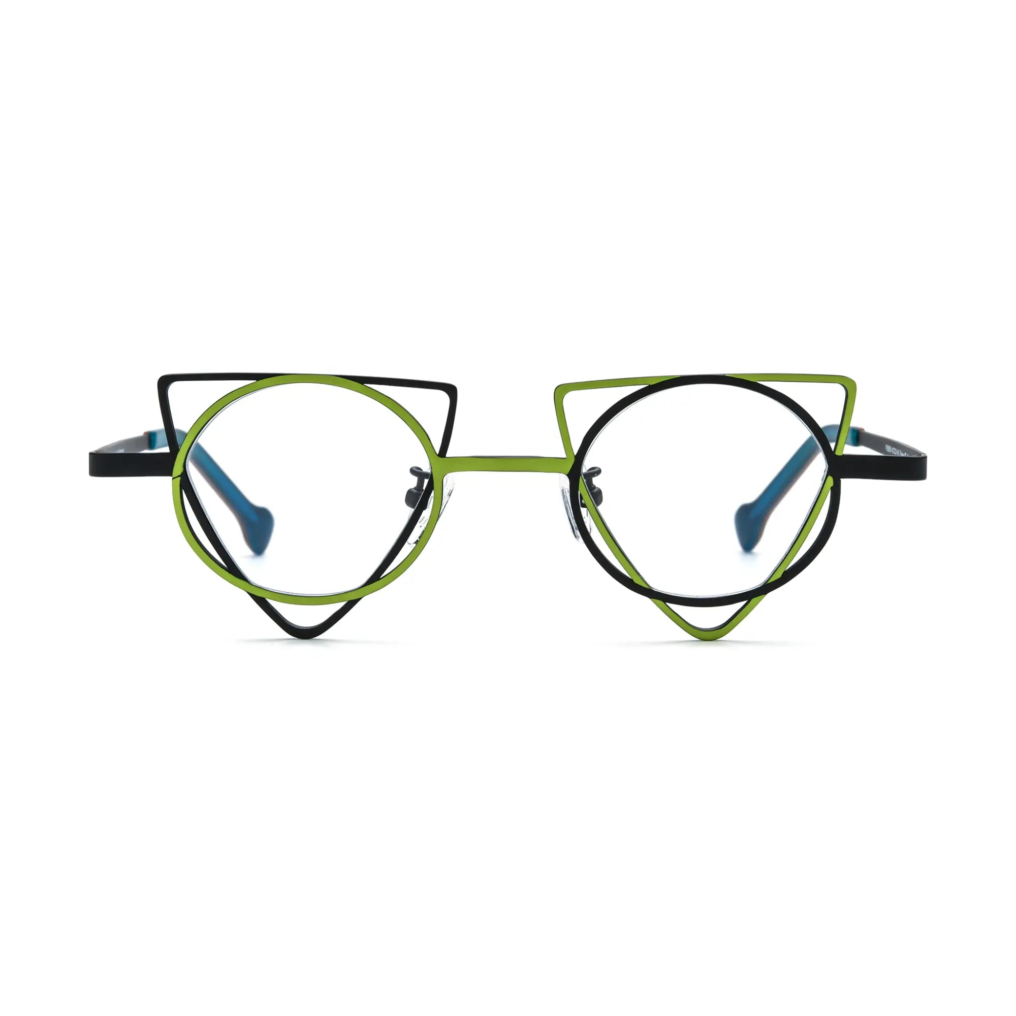 VoyueLens™ Lime Black Geometric Glasses – Front View – SKU VL185859-C1