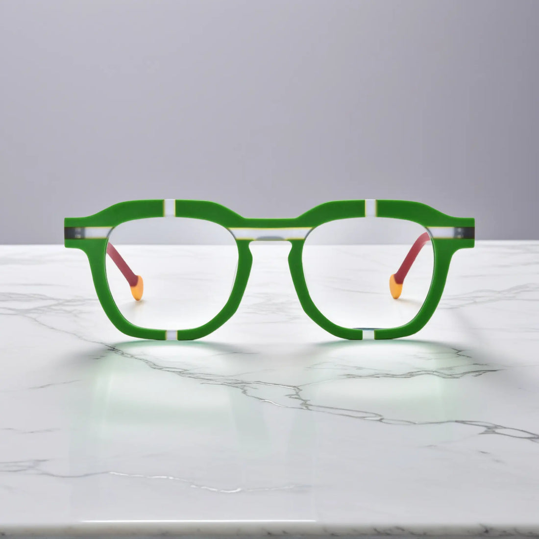 Front view of VoyueLens™ VL19363 Lime Blaze square full-rim green acetate frame