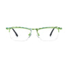 VoyueLens™ Lime Stripe Semi-Rim Eyeglasses – Front View – SKU VL185890-C1