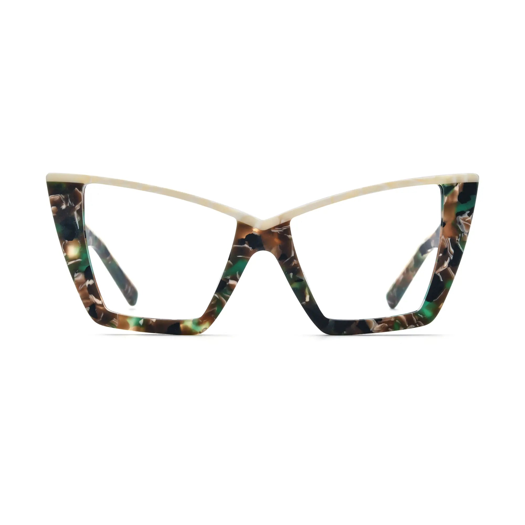 VoyueLens™ Lime Tortoiseshell Cat-Eye Eyeglasses – Front View – SKU VL19290-OT