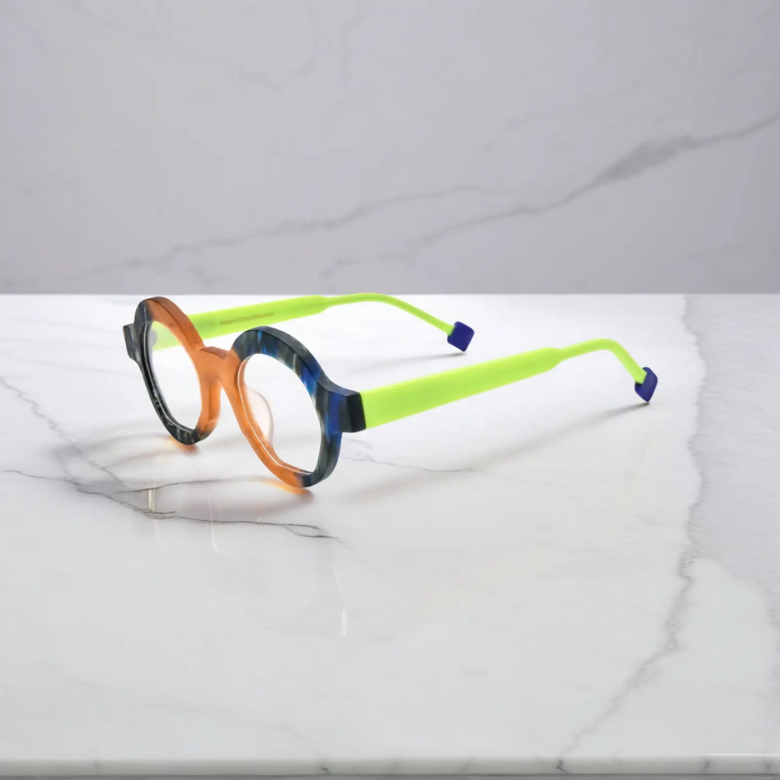 Side profile showcasing VoyueLens™ Lime Tortoiseshell glasses with acetate temples and ergonomic matte surface