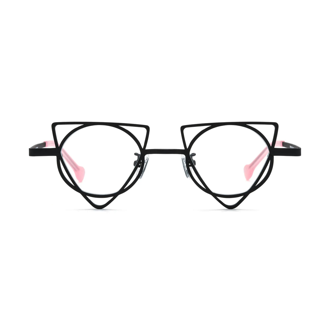 VoyueLens™ Matte Black Geometric Glasses – Front View – SKU VL185859-C3