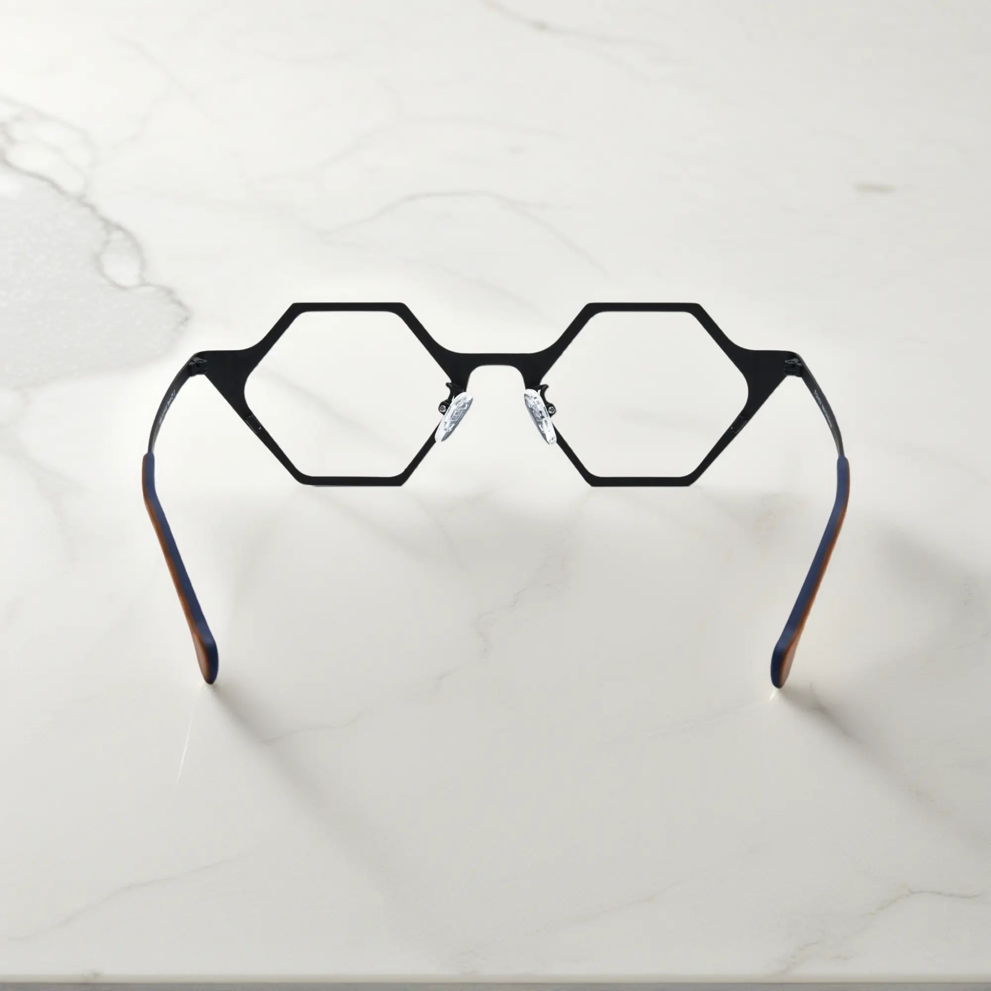 Rear angle of VoyueLens™ VL185881 in Midnight Orbit – refined black geometry