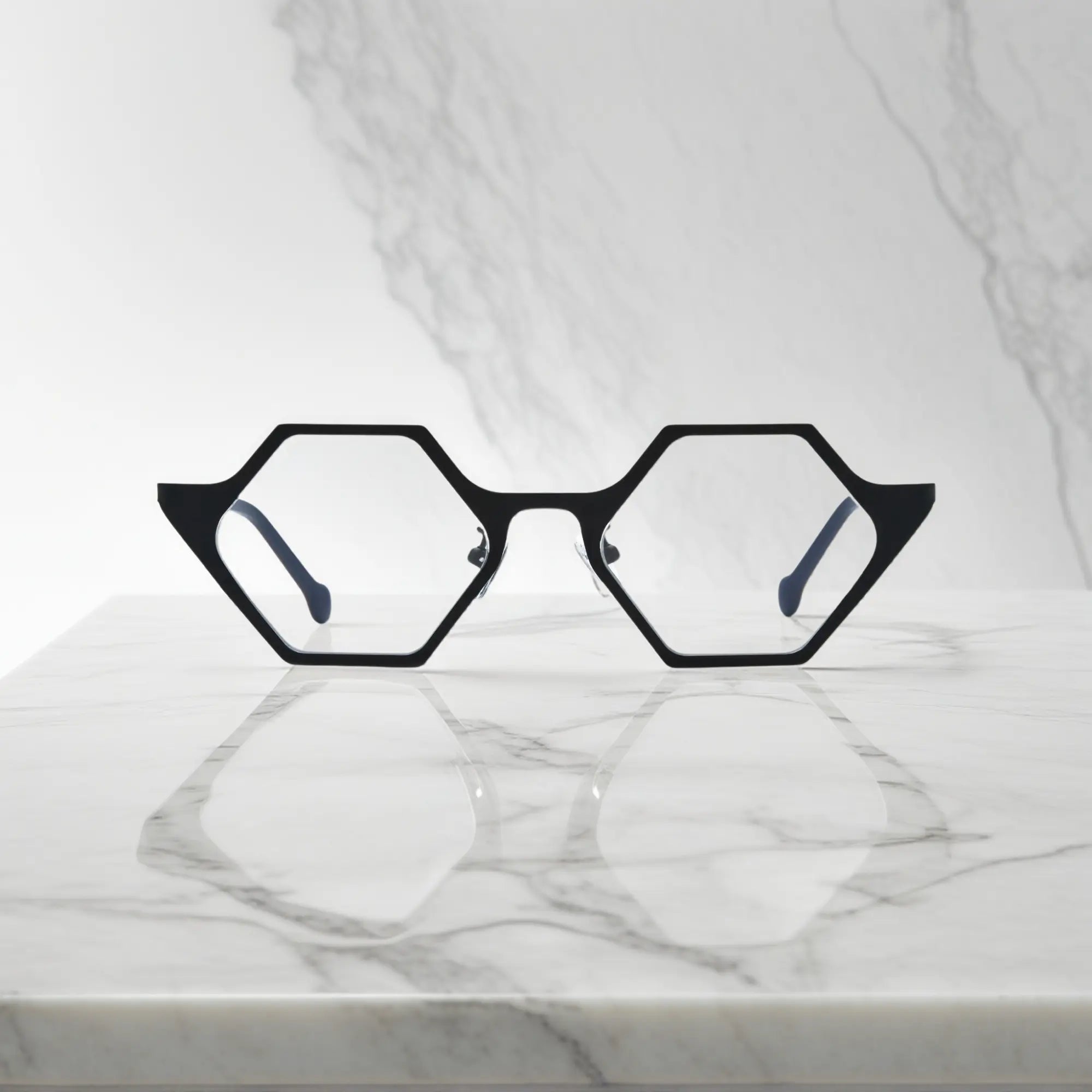 Front view of VoyueLens™ VL185881 in Midnight Orbit – sleek black titanium eyeglasses