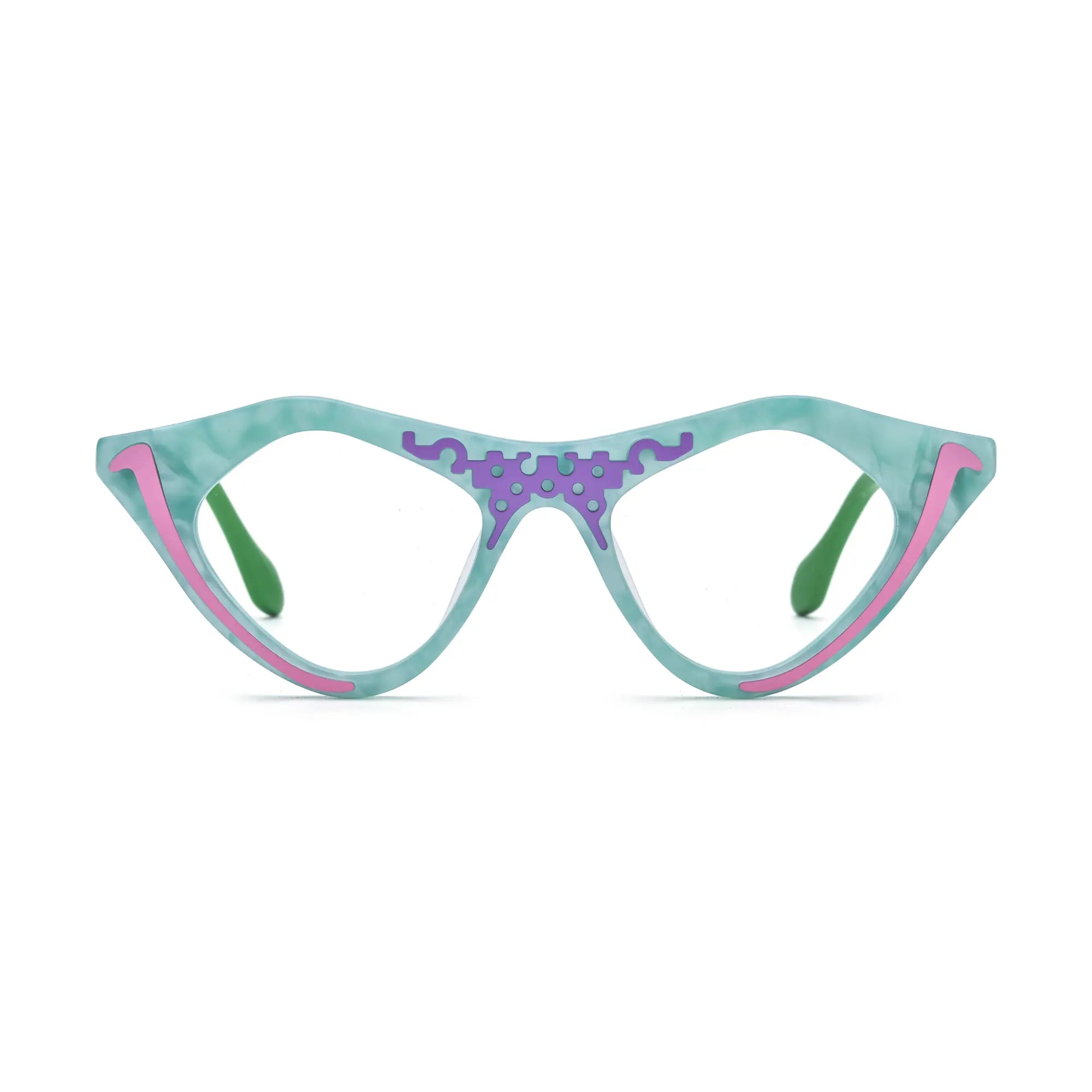 VoyueLens™ Retro Pixel Cat-Eye Glasses – Bold Triangular Frames
