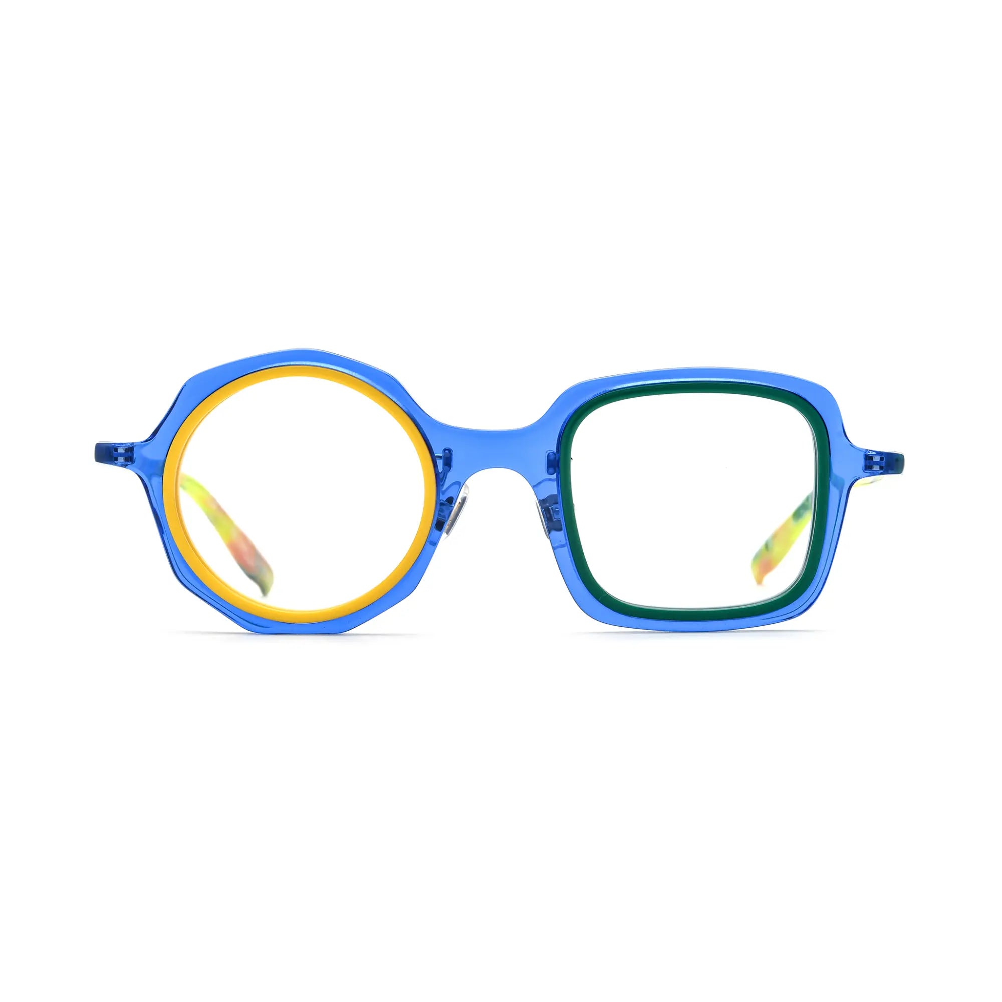 VoyueLens™ Navy Lemon Geometric Acetate Eyeglasses – Front View – VL19356-C3