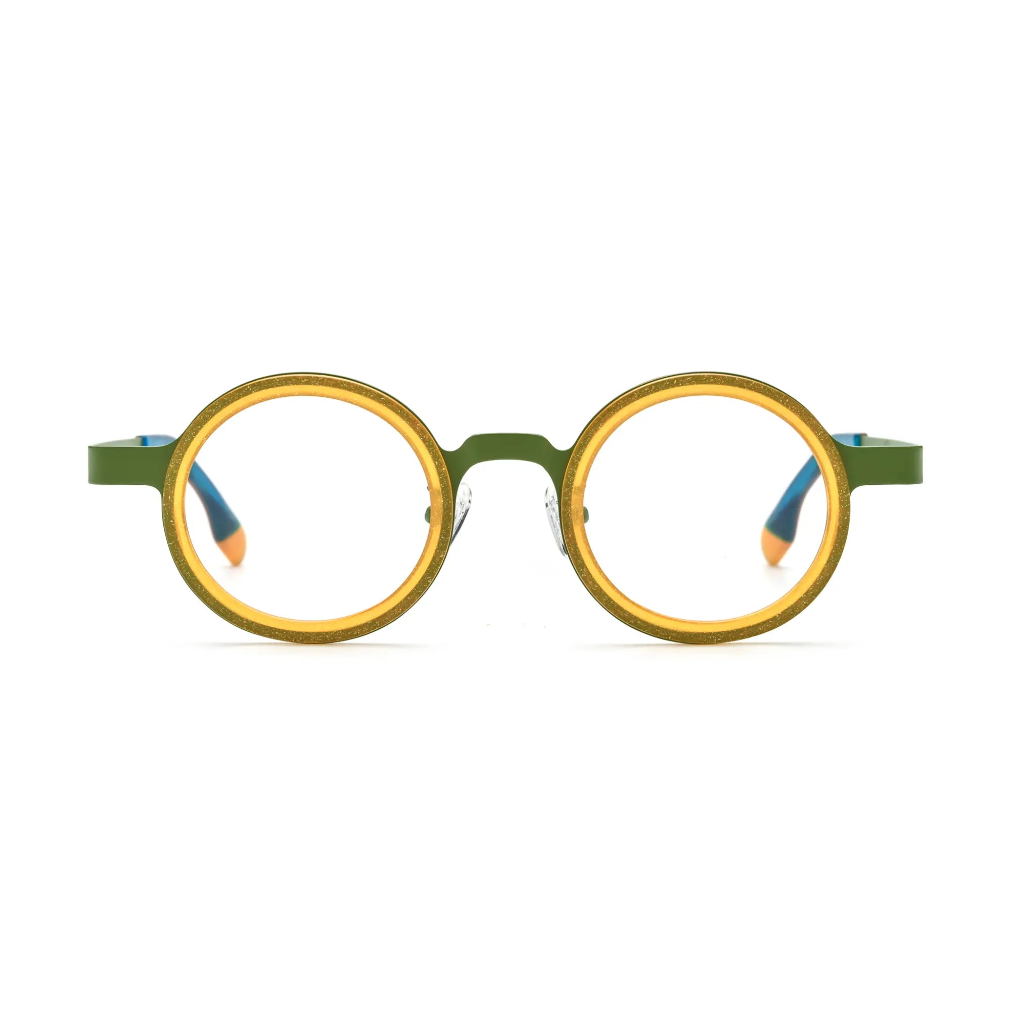 VoyueLens™ Olive Citrus Round Eyeglasses – Front View – SKU VL185816-C3
