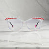 VoyueLens VL19362 eyeglasses in pearl white, front view showcasing zigzag rim