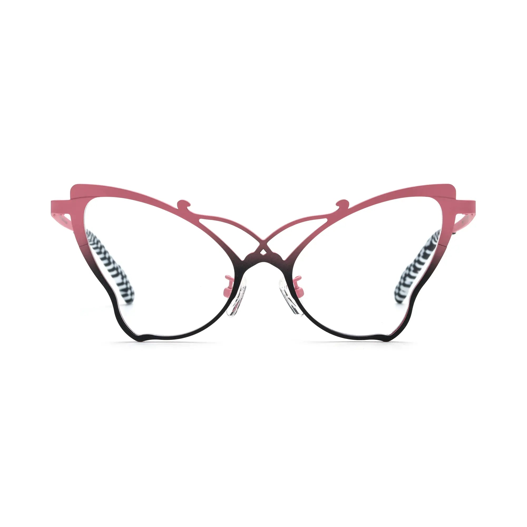 VoyueLens™ Pink Black Artistic Butterfly Titanium Eyeglasses – Front View – SKU VL185862‑C2