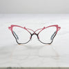 Front of VoyueLens™ VL185862 titanium butterfly eyeglasses in Pink Black – a lightweight, colorful, vintage-inspired, prescription ready frame designed for unique artistic style and everyday comfort.