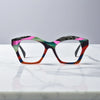 Front view of VoyueLens™ Rainbow Noir butterfly eyeglasses with black and monochrome gradient in matte finish.
