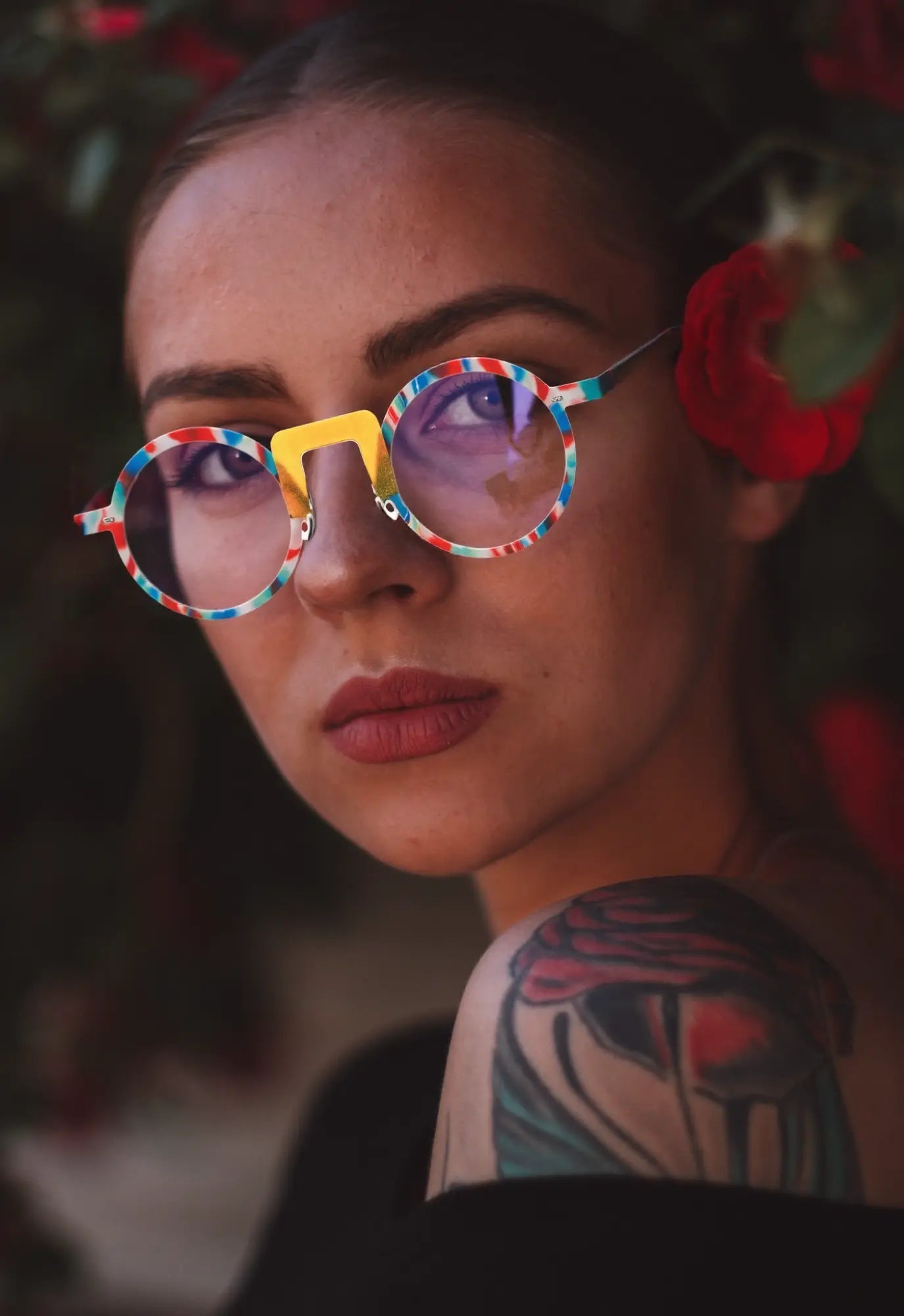 Eye-catching style shown on model wearing Rainbow Pop eyeglasses