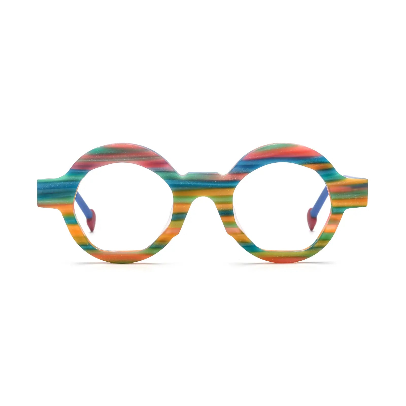 VoyueLens™ Rainbow Stripe Polygon Eyeglasses – Front View – SKU VL19355-C1