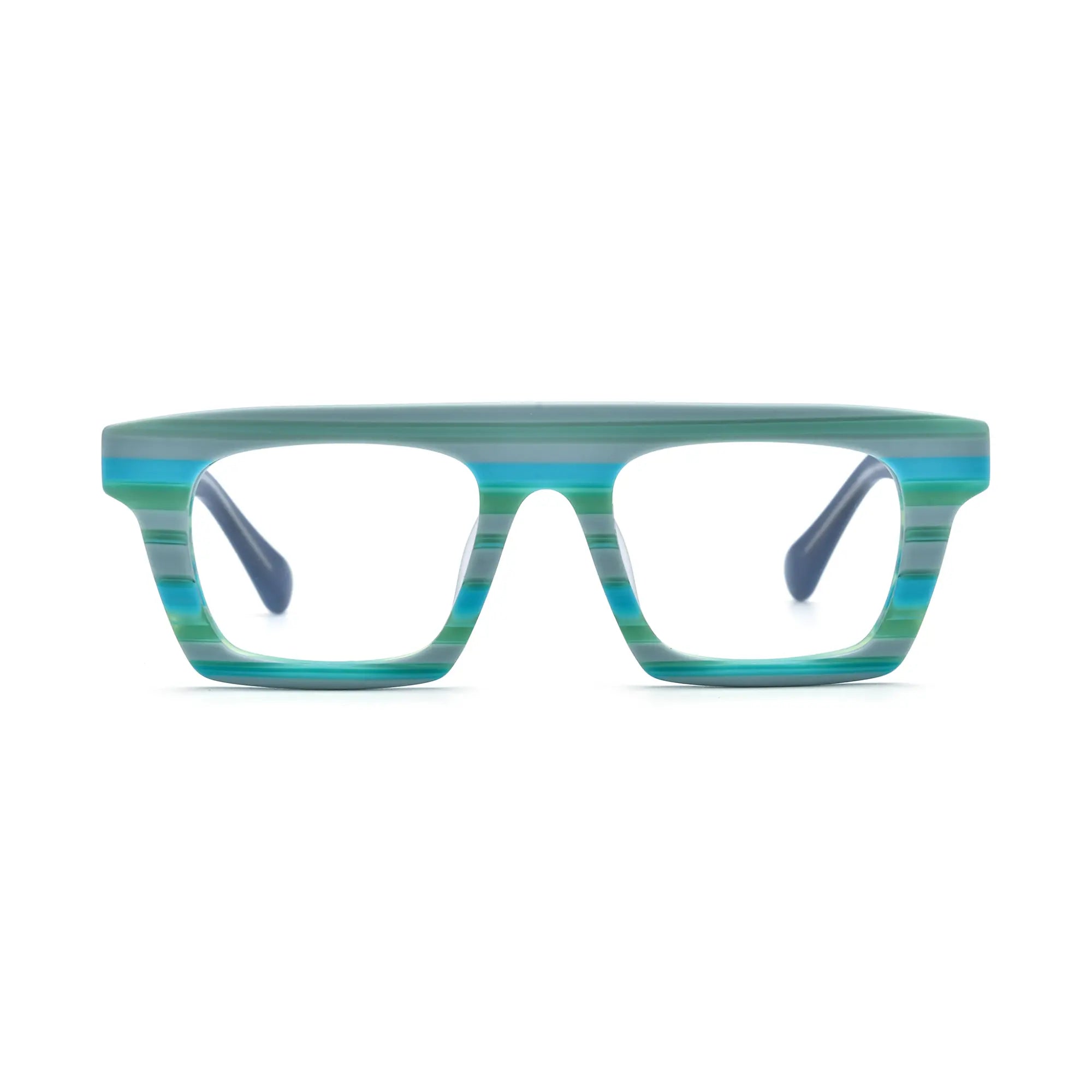 VoyueLens™ Sapphire Stripes Square Eyeglasses – Front View – SKU VL19374-C5