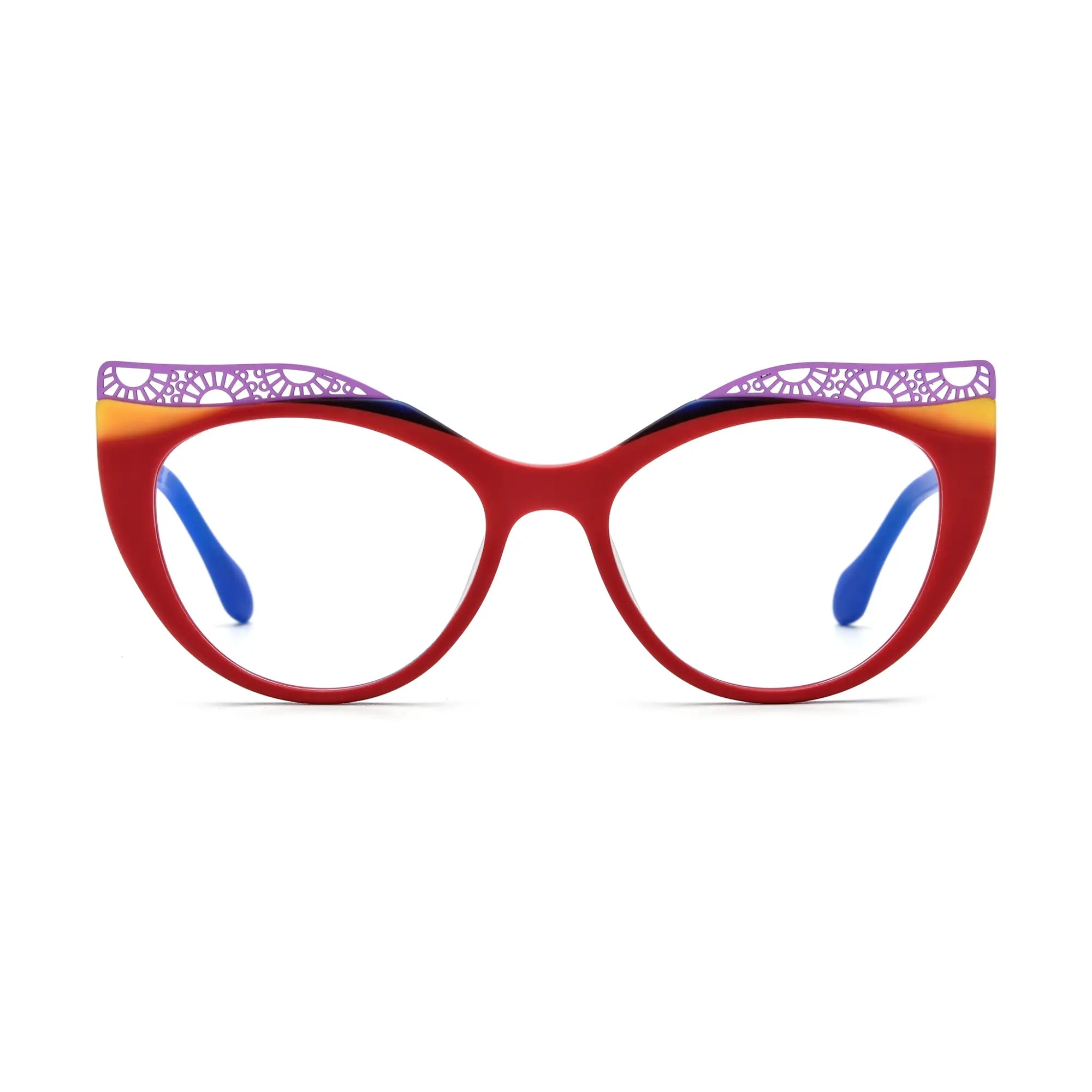 VoyueLens™ Scarlet Horizon Cat-Eye Glasses – Front View – SKU VL19365-C2