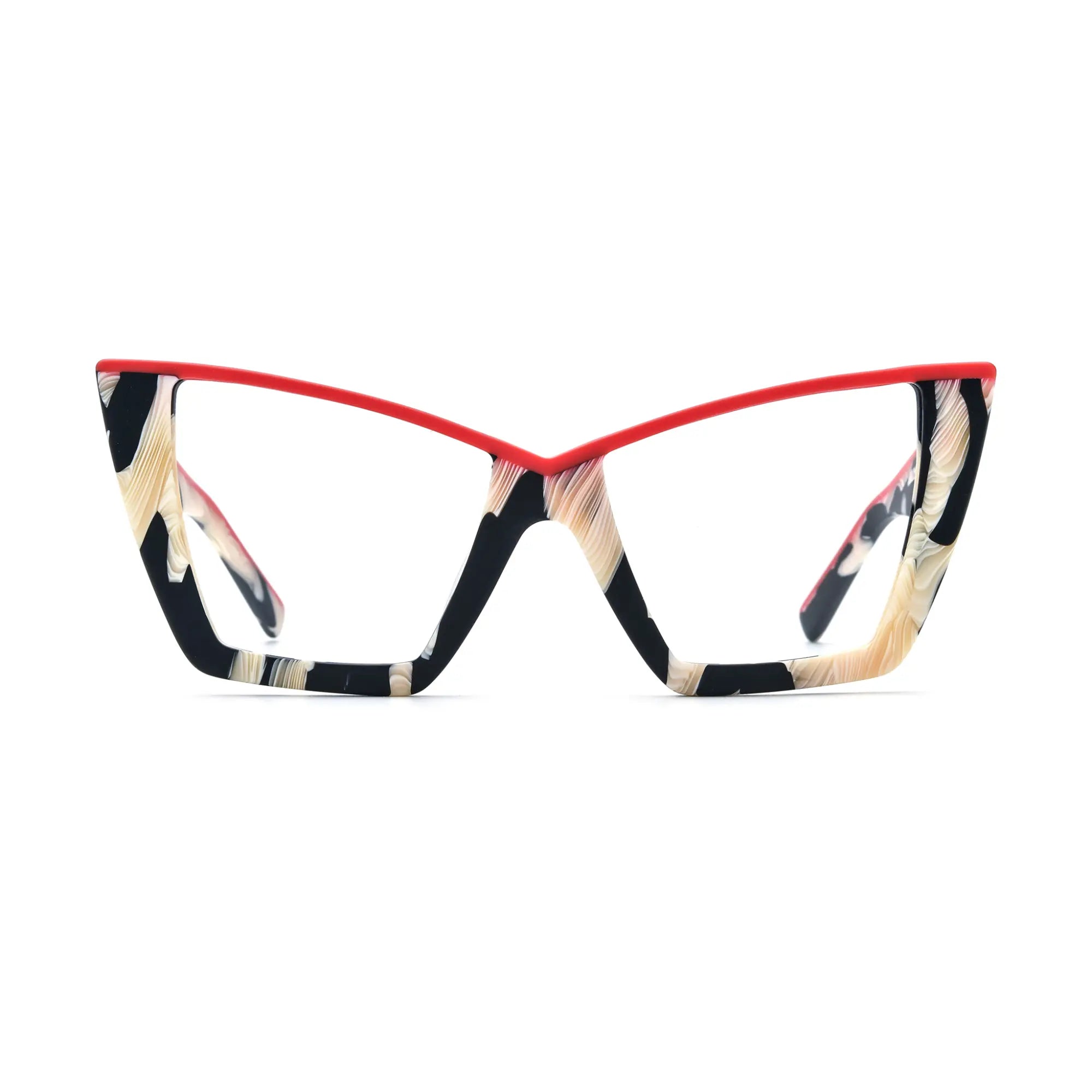 VoyueLens™ Scarlet Ivory Feather Cat-Eye Eyeglasses – Front View – SKU VL19290-SIF