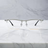 VoyueLens™ Silver Alloy titanium semi-rim eyeglasses front view
