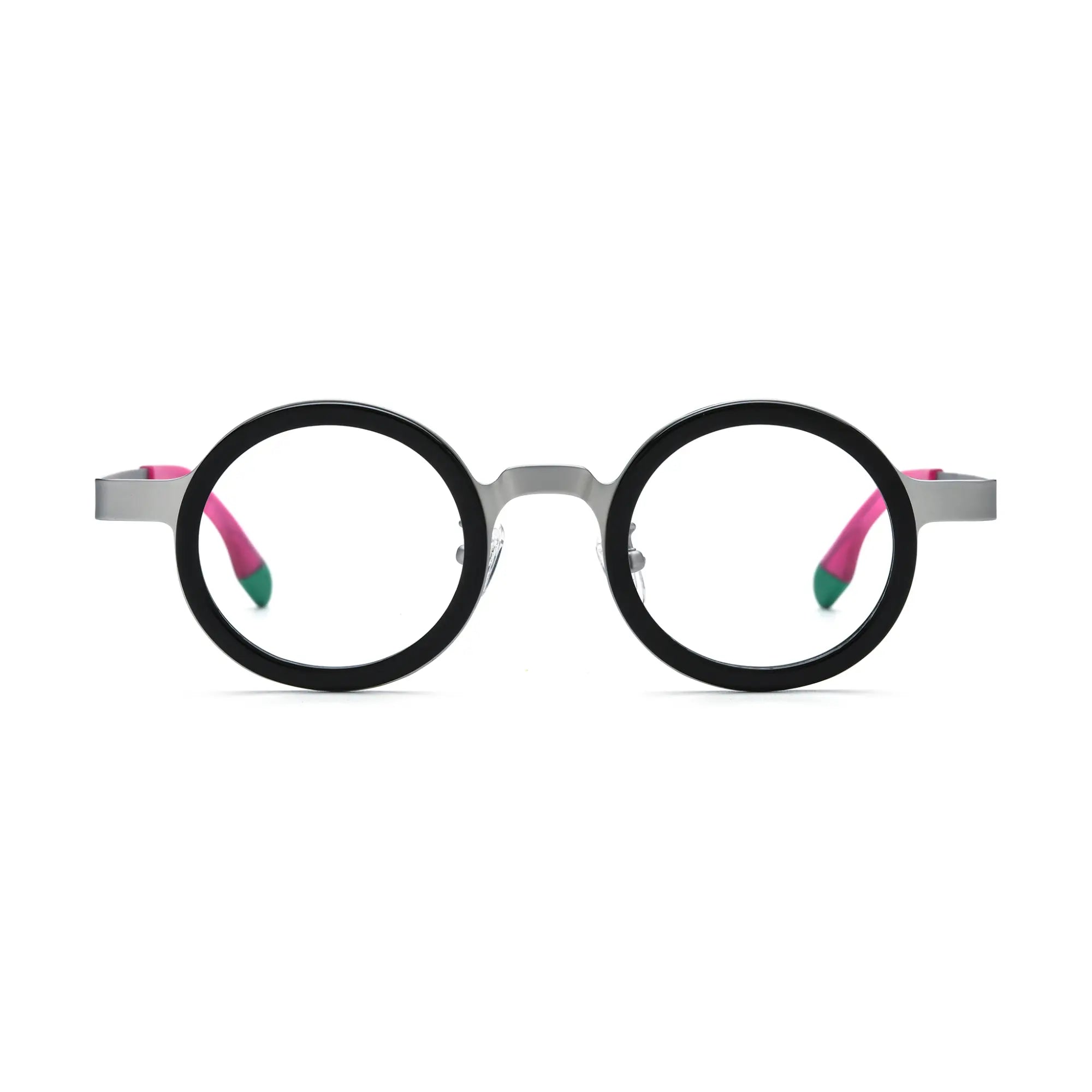 VoyueLens™ Silver Crystal Round Eyeglasses – Front View – SKU VL185816-C2