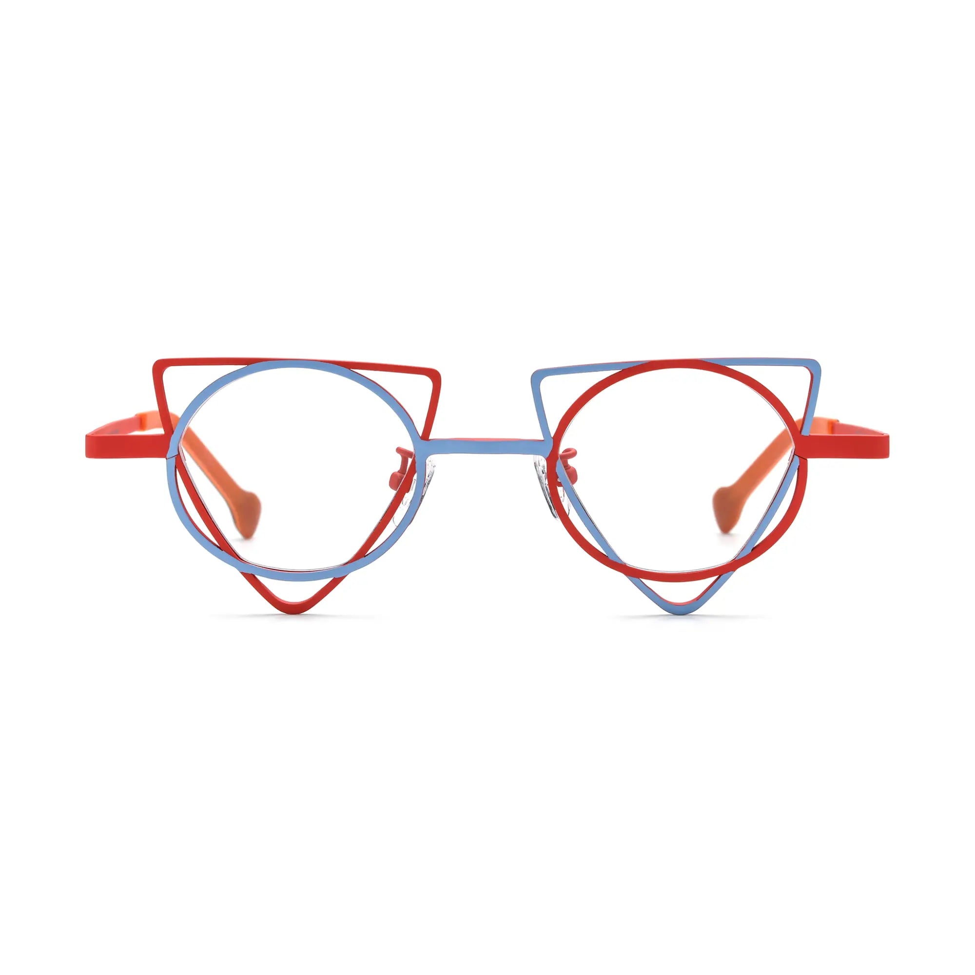 VoyueLens™ Skyfire Red Geometric Glasses – Front View – SKU VL185859-C6