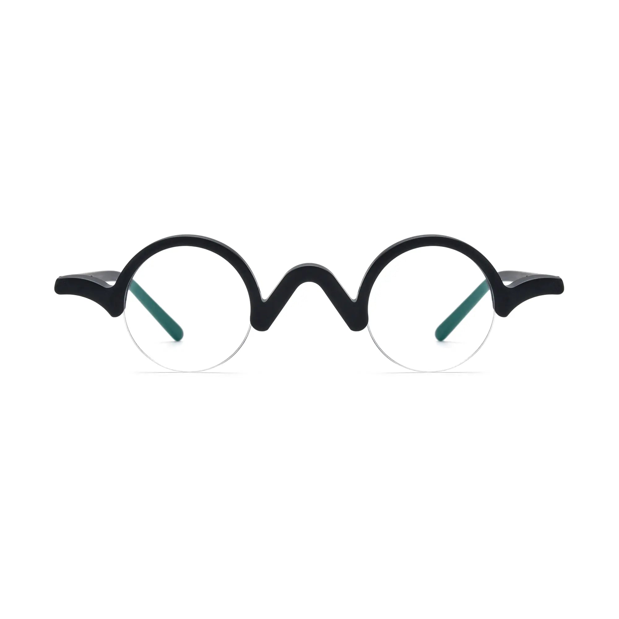 VoyueLens™ Solid Black Round Eyeglasses – Front View – SKU VL19281-C6