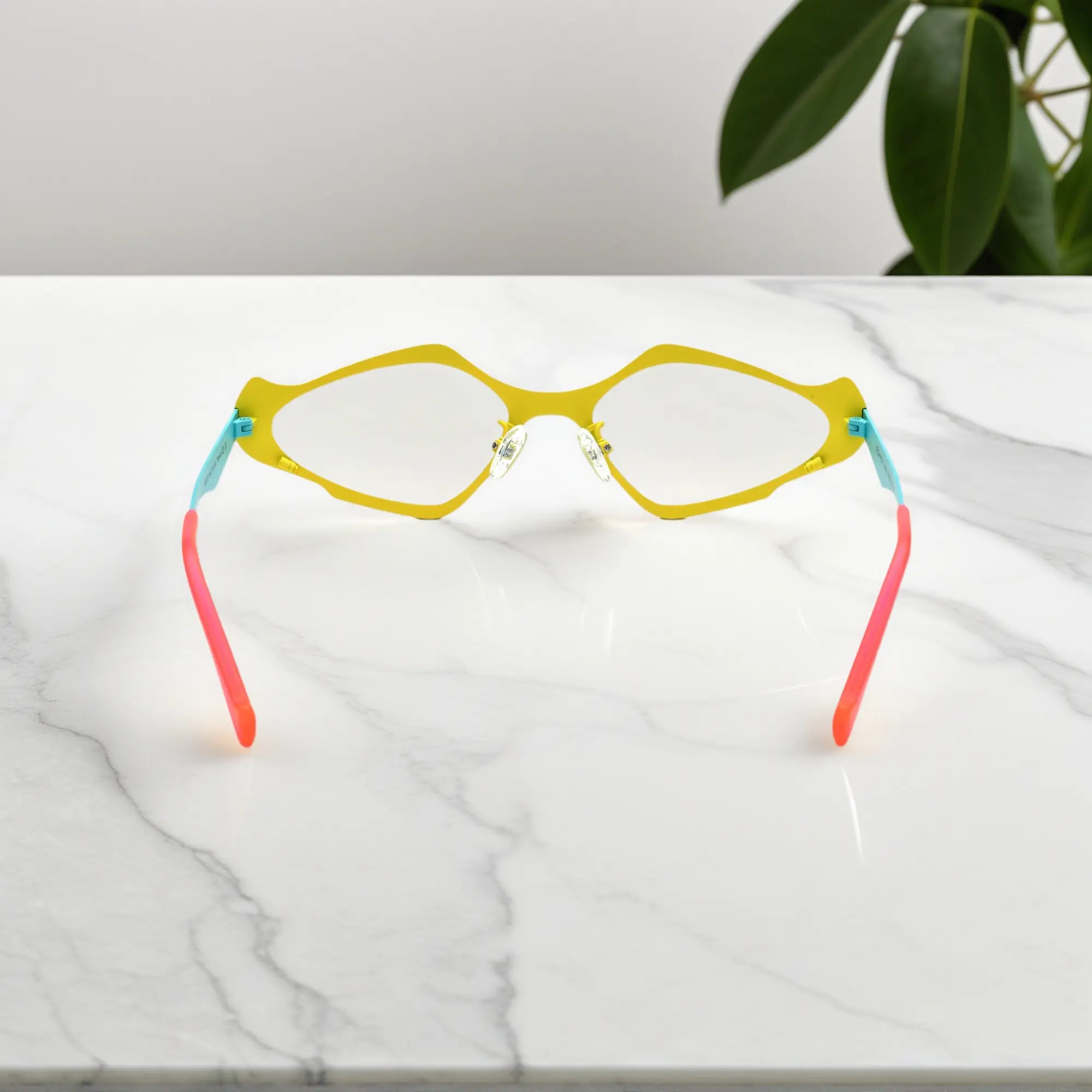 Back view showing temple structure of VoyueLens™ VL185811 in Sunshine Teal