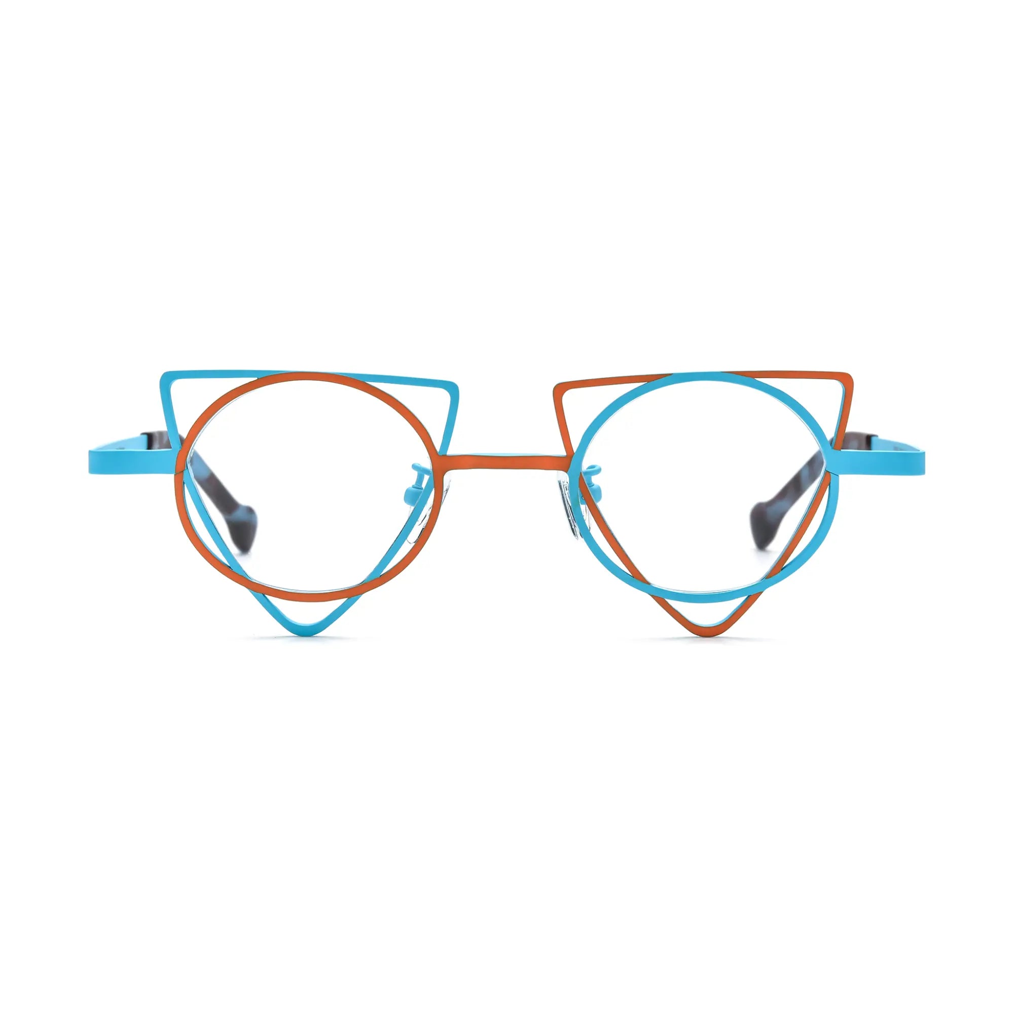 VoyueLens™ Tangerine Blue Geometric Glasses – Front View – SKU VL185859-C2