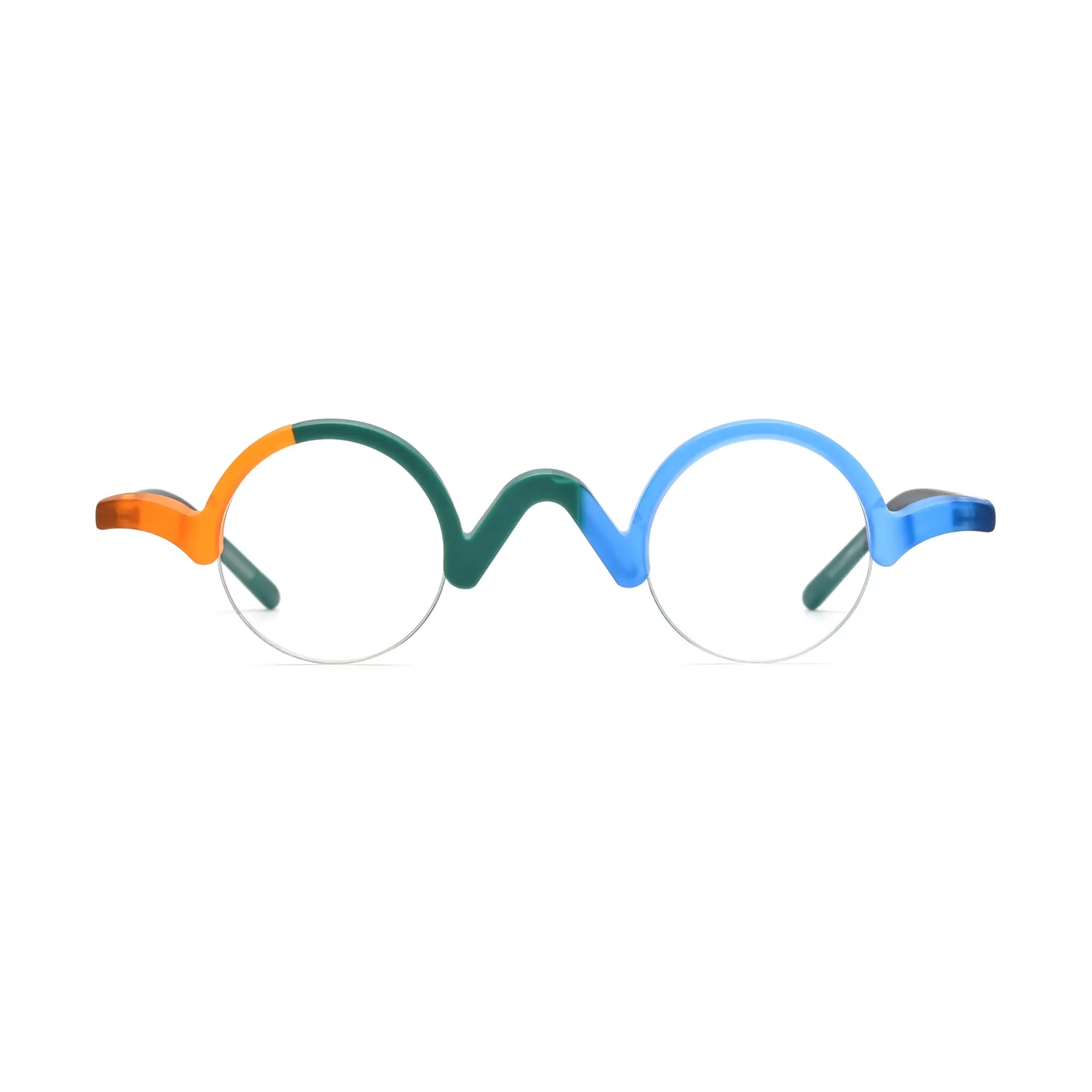 VoyueLens™ Teal–Blue Round Eyeglasses – Front View – SKU VL19281-C3