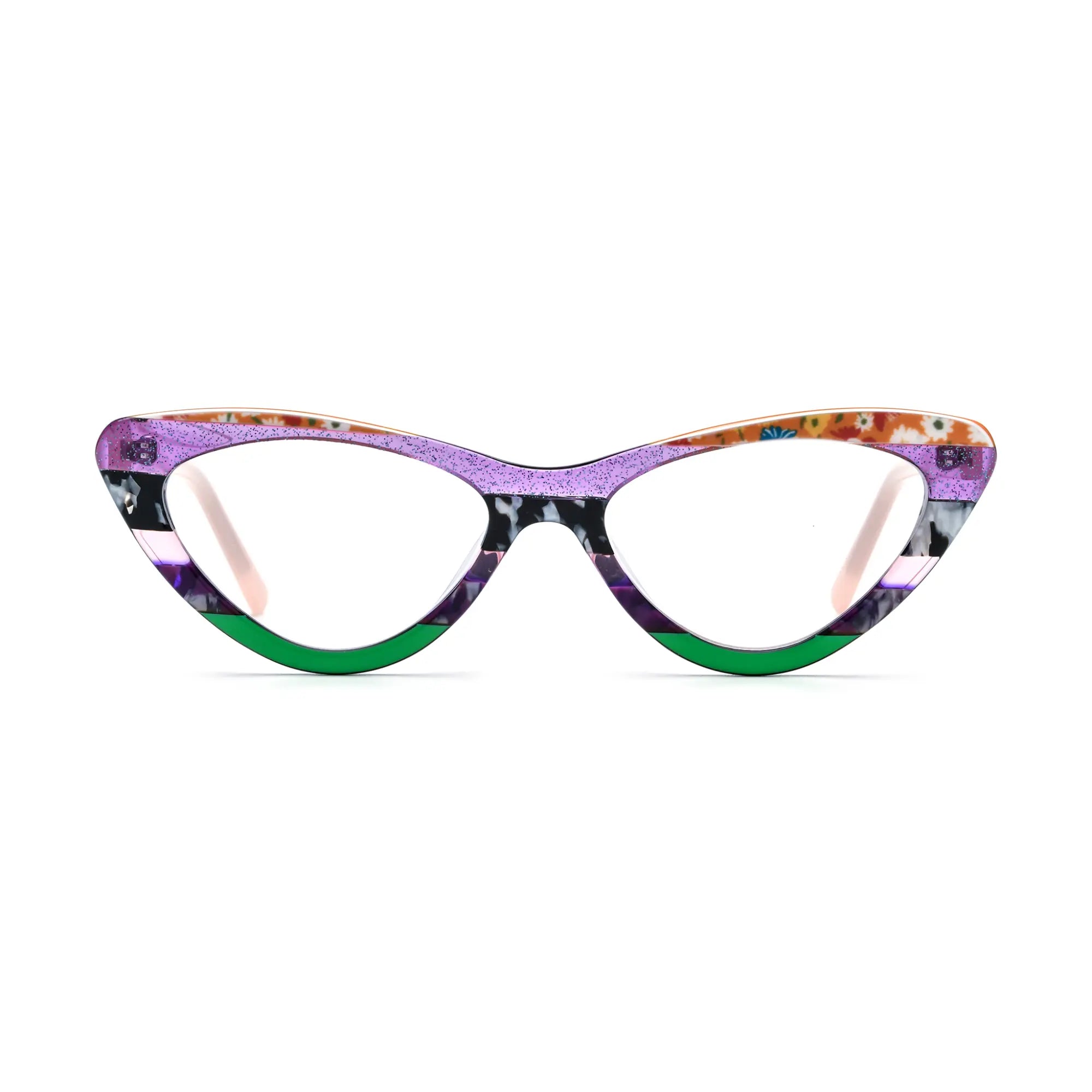 VoyueLens™ Violet Garden Cat Eye Glasses – Front View – SKU VL19394-C1