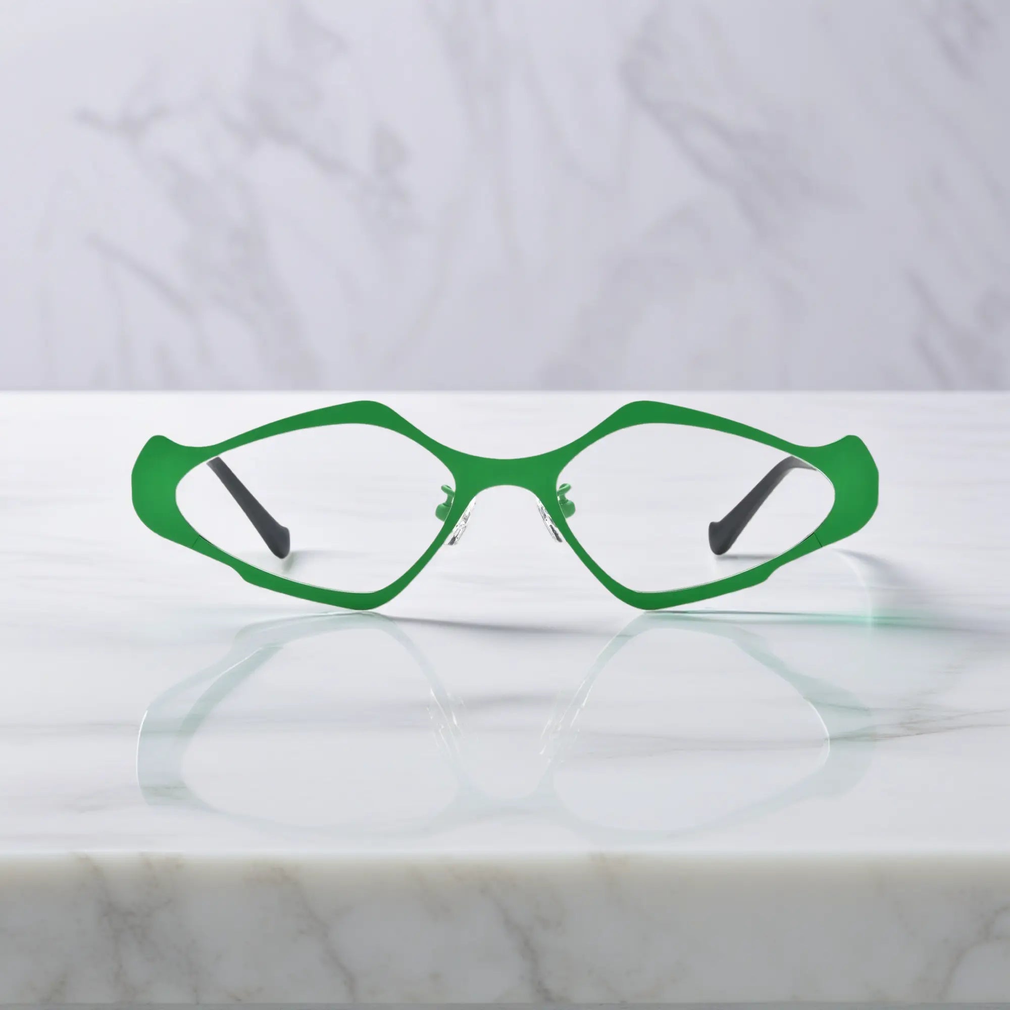 VoyueLens™ VL185811 eyeglasses in Violet Green – front view of polygon titanium frame