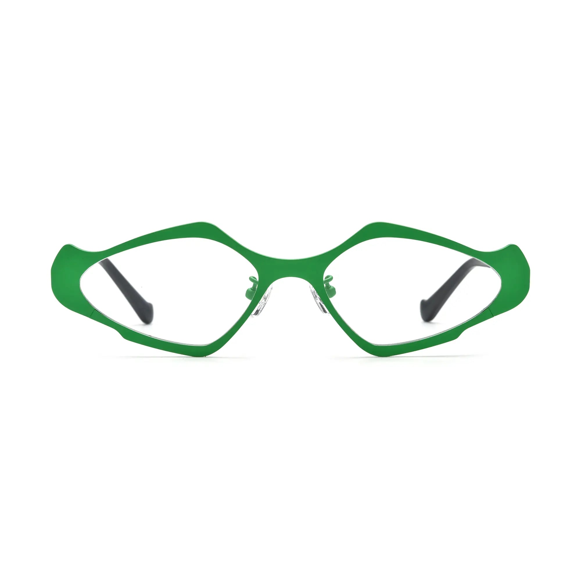 VoyueLens™ Violet Green Polygon Eyeglasses – Front View – SKU VL185811-C1
