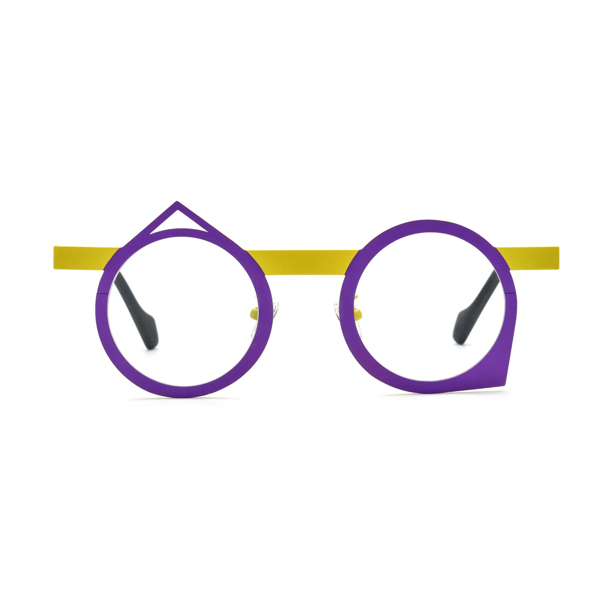 VoyueLens™ Violet Mustard Geometric Eyeglasses – Front View – SKU VL185801-C2