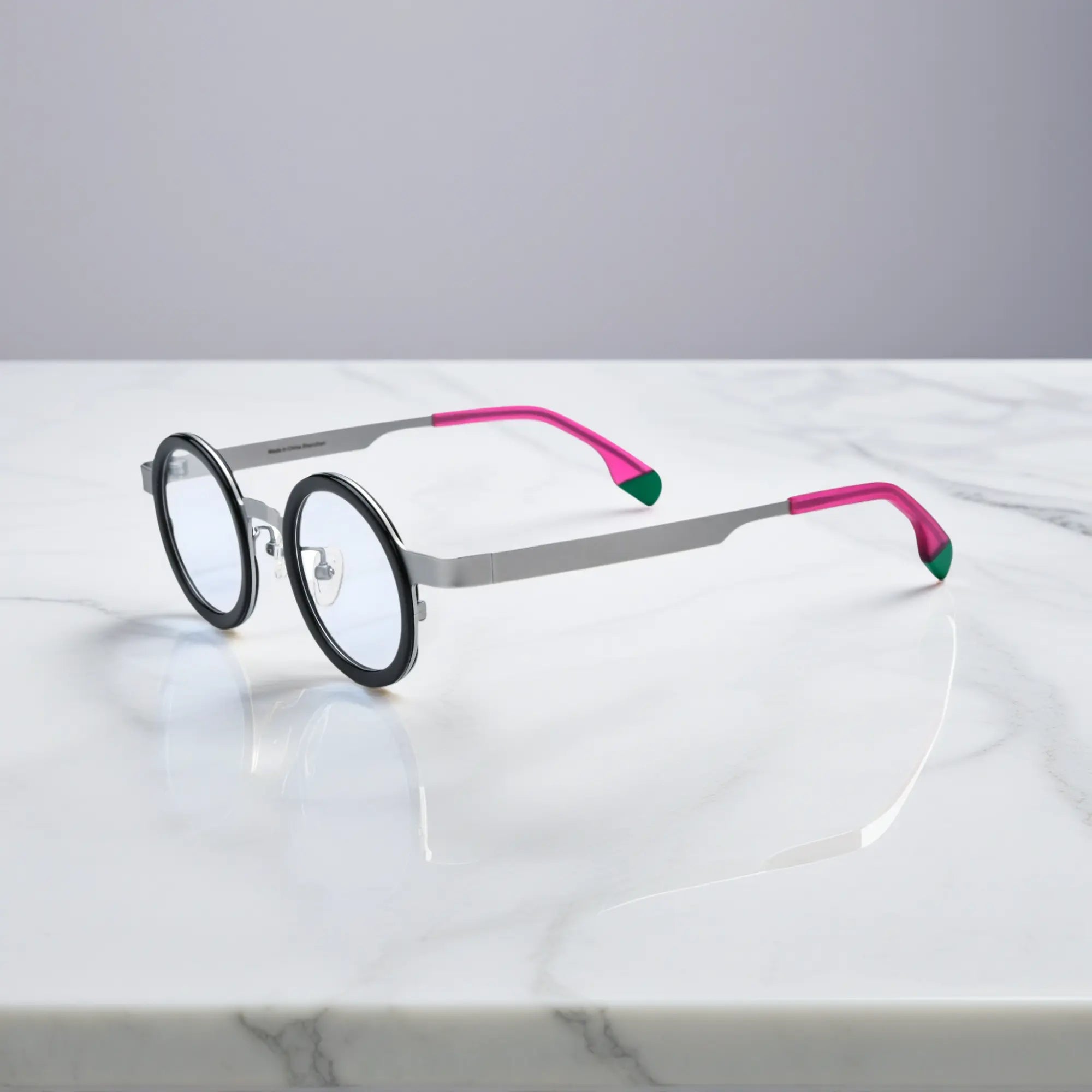 Side view of VL185816 Silver Crystal titanium glasses