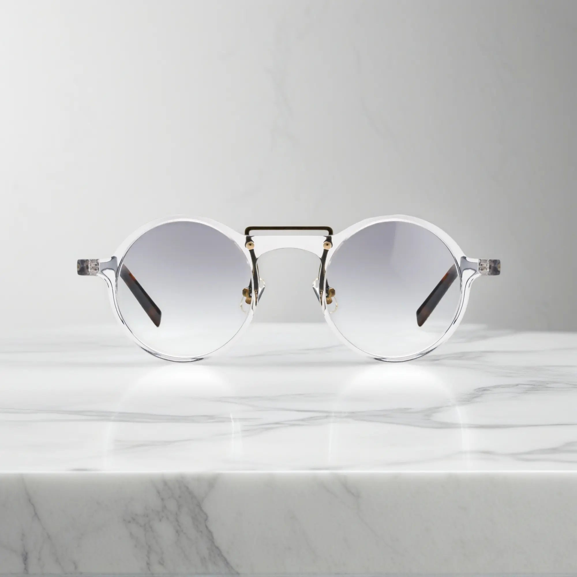 VoyueLens? VL19194-C6 Clear round eyeglasses front view minimalist acetate frame for wide faces