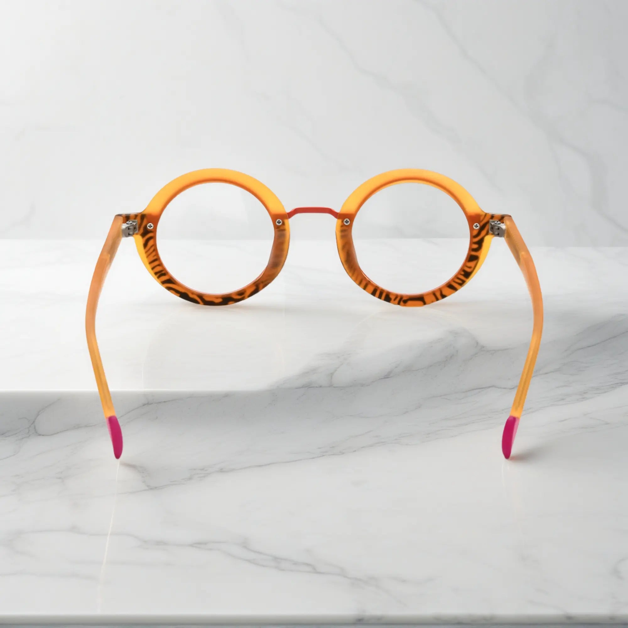 Rear view of VoyueLens™ Chromatic Orbit in Citrus Orbit emphasizing frame structure and comfort-fit build.
